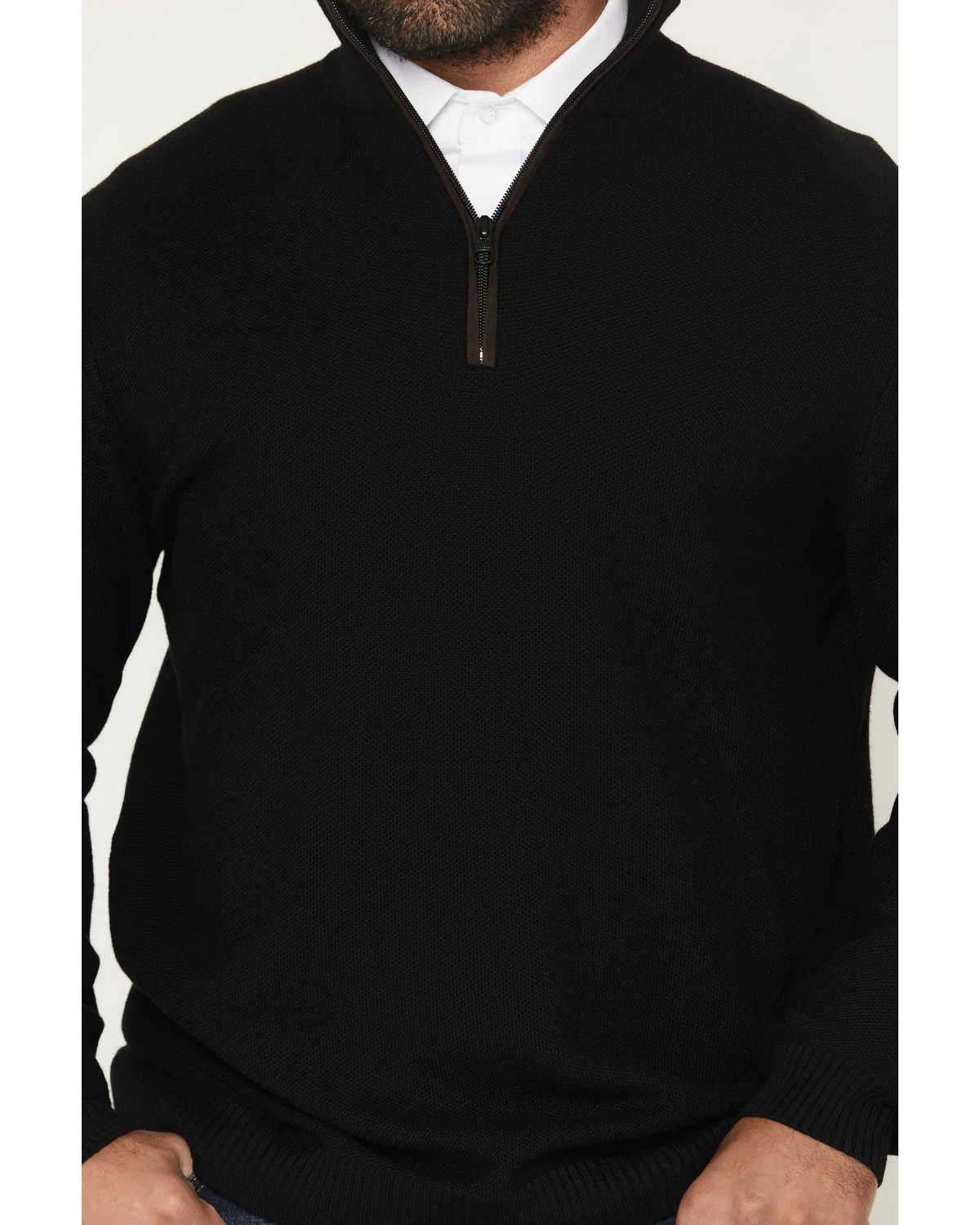 Cody James Black 1978™ Men's Parker Solid 1/4 Zip Pullover Sweater - Image 3