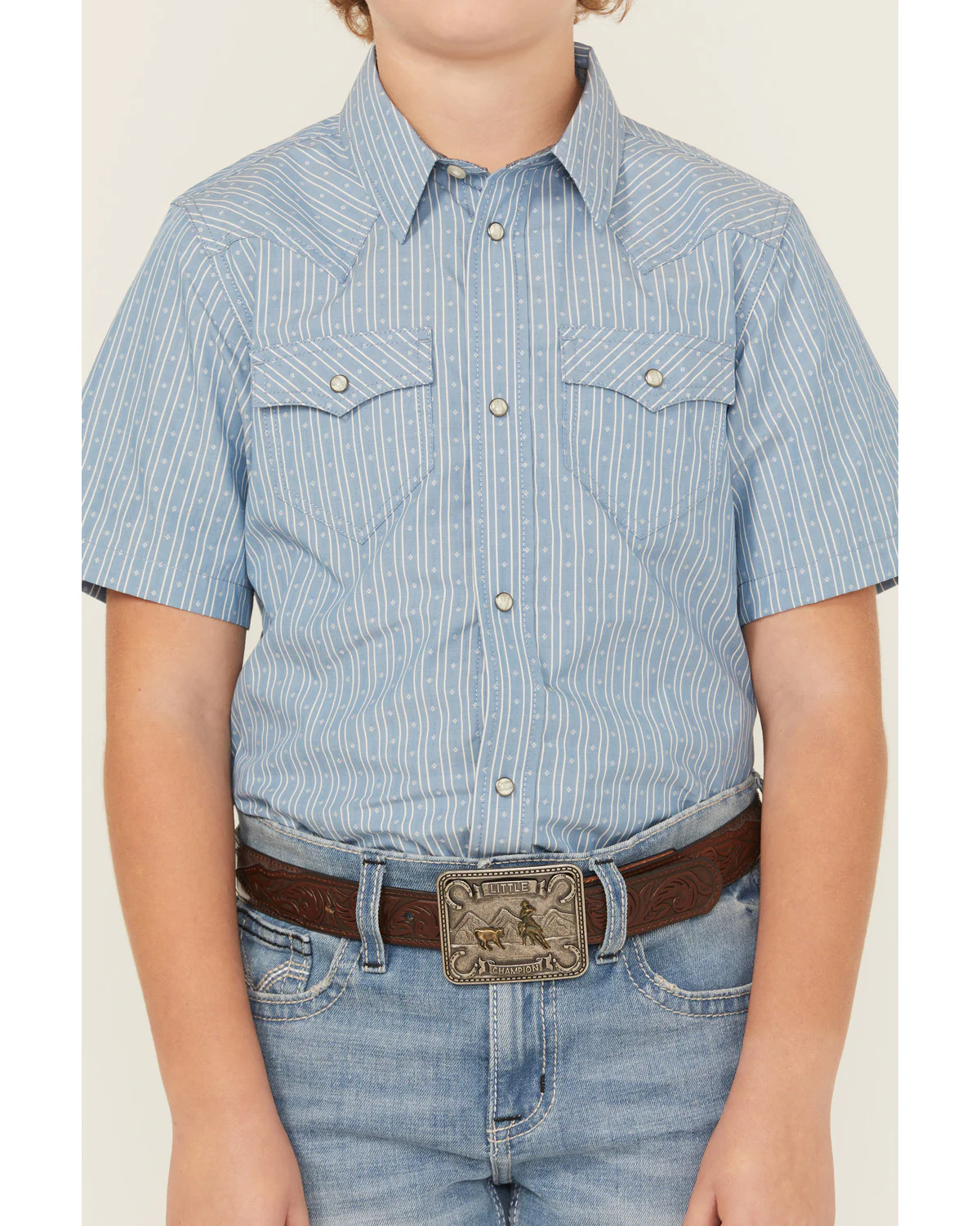Cody James Boys' Cowboy Way Striped Print Short Sleeve Snap Western Shirt - Image 2
