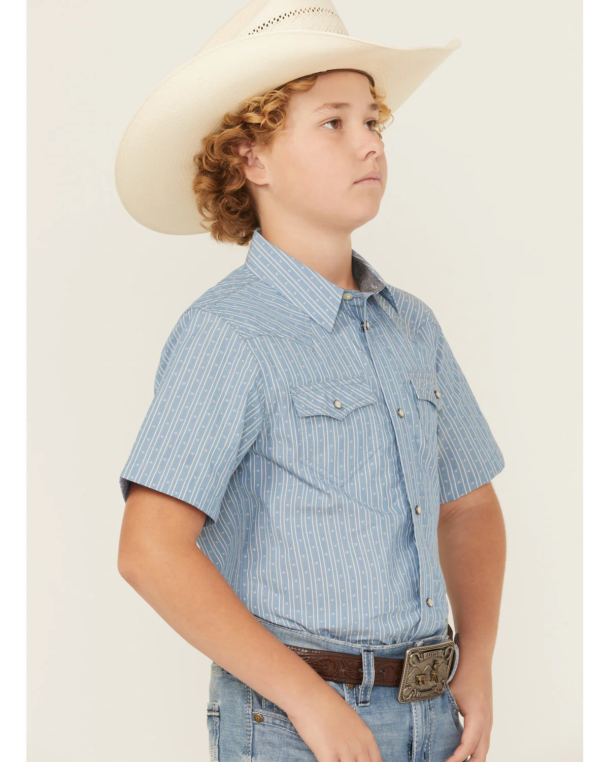 Cody James Boys' Cowboy Way Striped Print Short Sleeve Snap Western Shirt - Image 3
