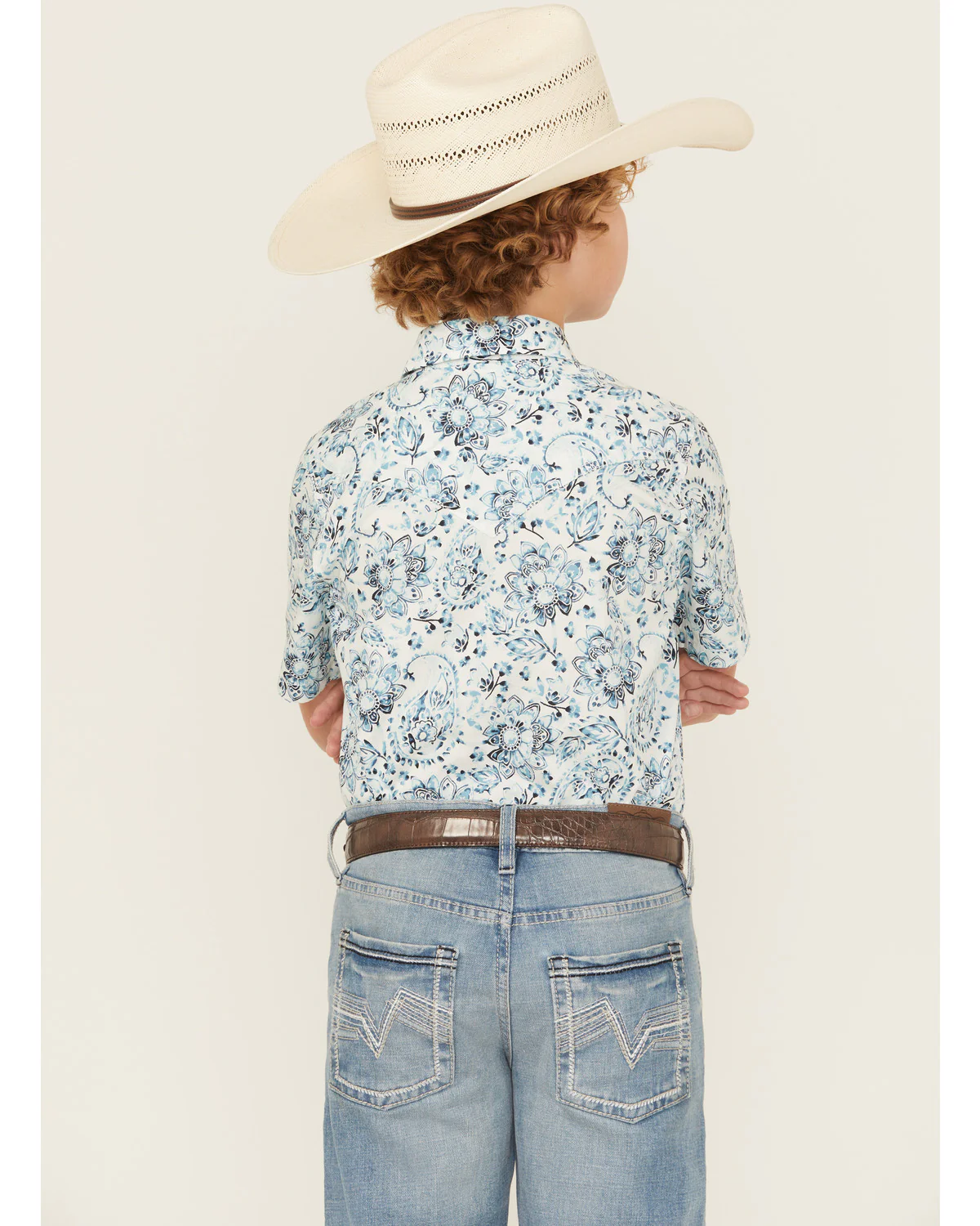 Cody James Boys' Frontier Threads Paisley Print Short Sleeve Snap Western Shirt - Image 4