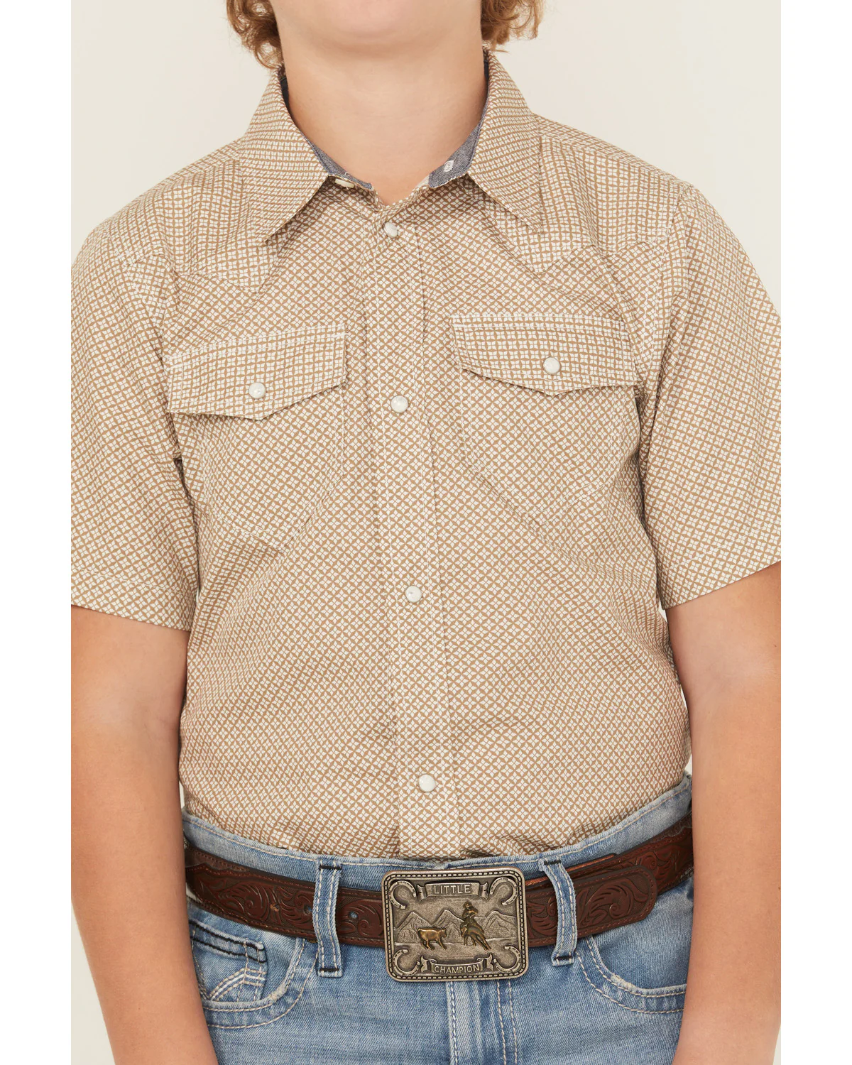 Cody James Boys' Grill and Greet Medallion Print Short Sleeve Snap Western Shirt - Image 3