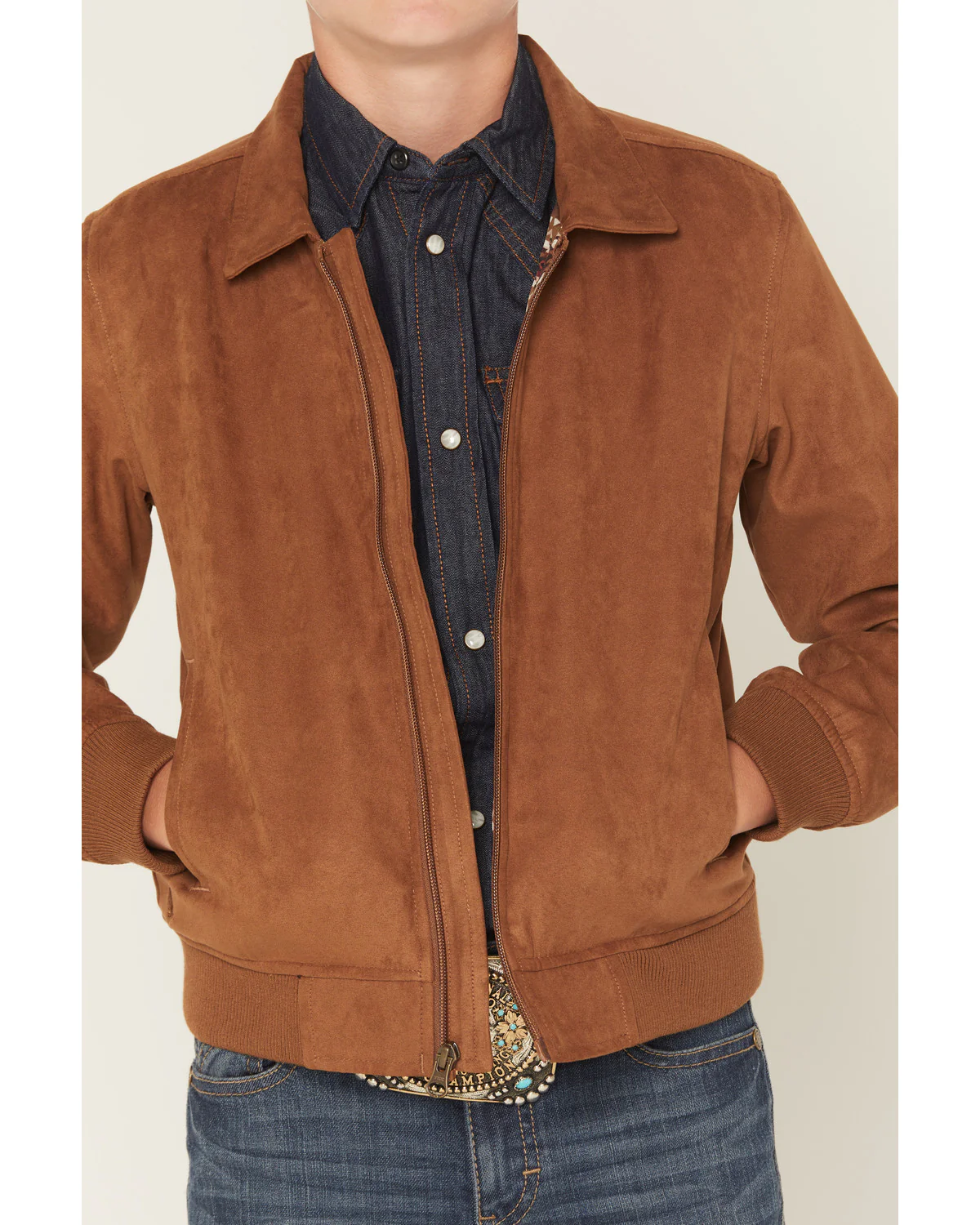 Cody James Boys' Harrington Faux Suede Bomber Jacket - Image 3
