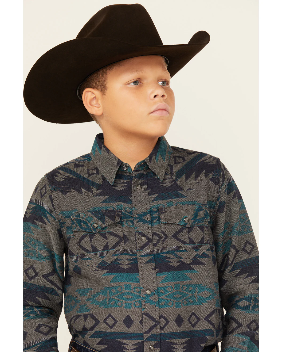 Cody James Boys' Julian Southwestern Print Long Sleeve Snap Western Shirt - Image 2
