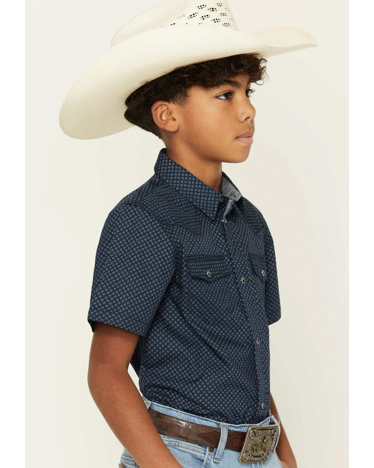Cody James Boys' Tripp Geo Print Short Sleeve Snap Western Shirt - Image 2