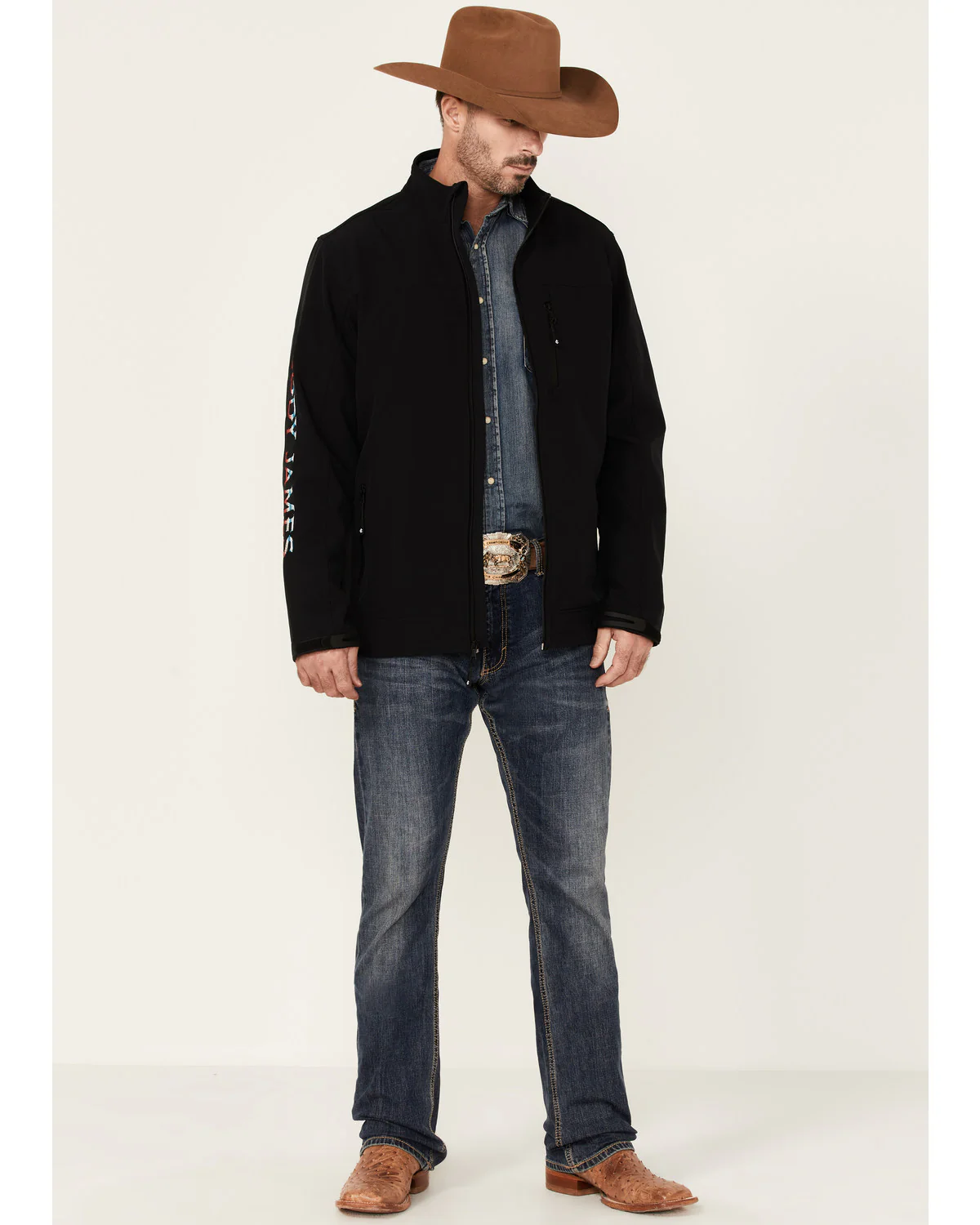 Cody James Core Men's Serape Logo Sleeve Zip-Front Steamboat Jacket - Image 2