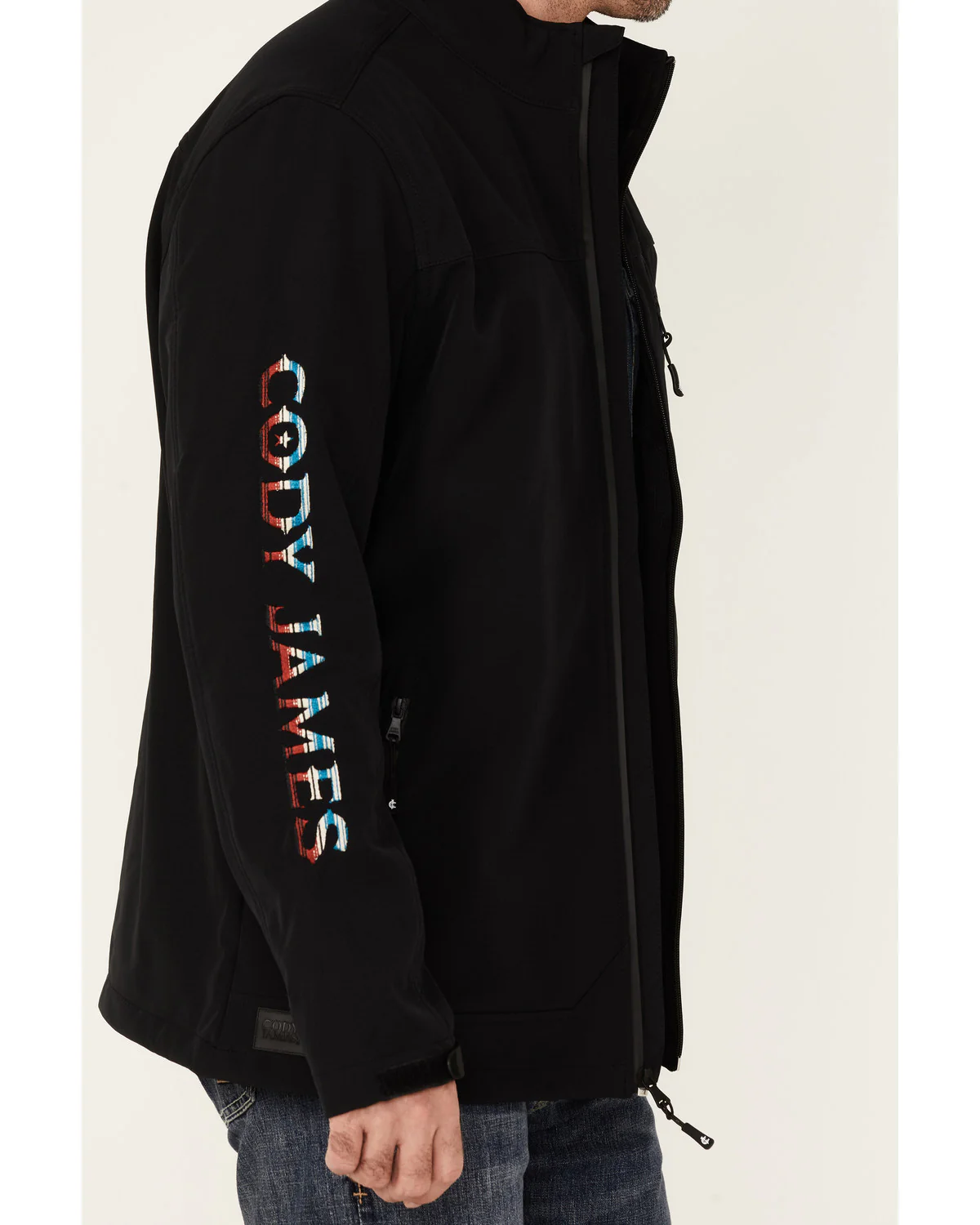 Cody James Core Men's Serape Logo Sleeve Zip-Front Steamboat Jacket - Image 3
