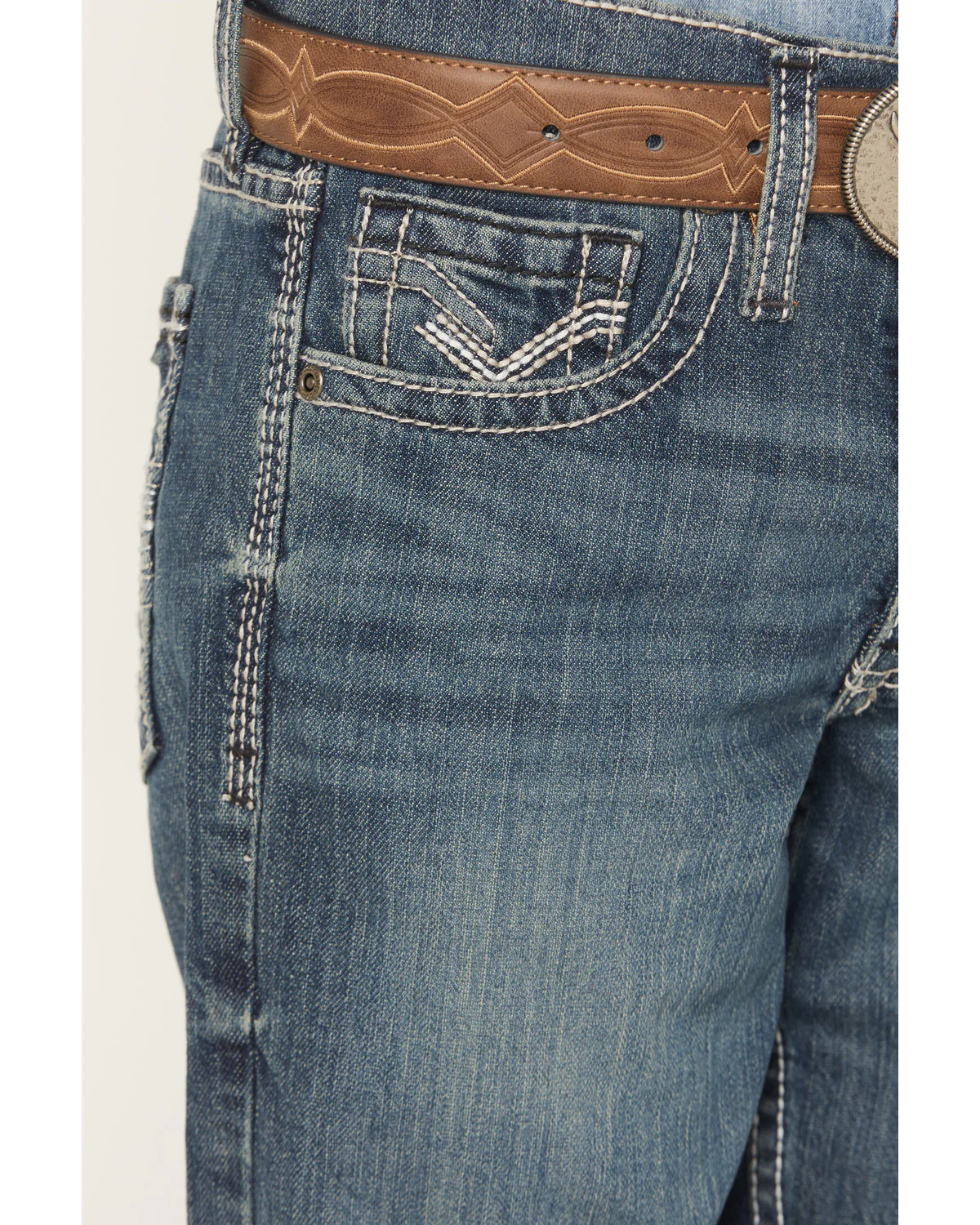 Cody James Little Boys' Grullo Medium Wash Relaxed Bootcut Comfort Stretch Denim Jeans - Image 2