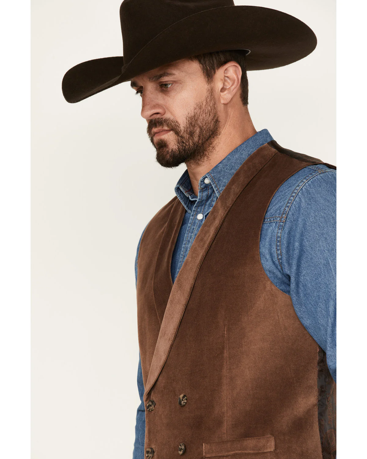 Cody James Men's Amarillo Double-Breasted Velvet Vest - Image 2