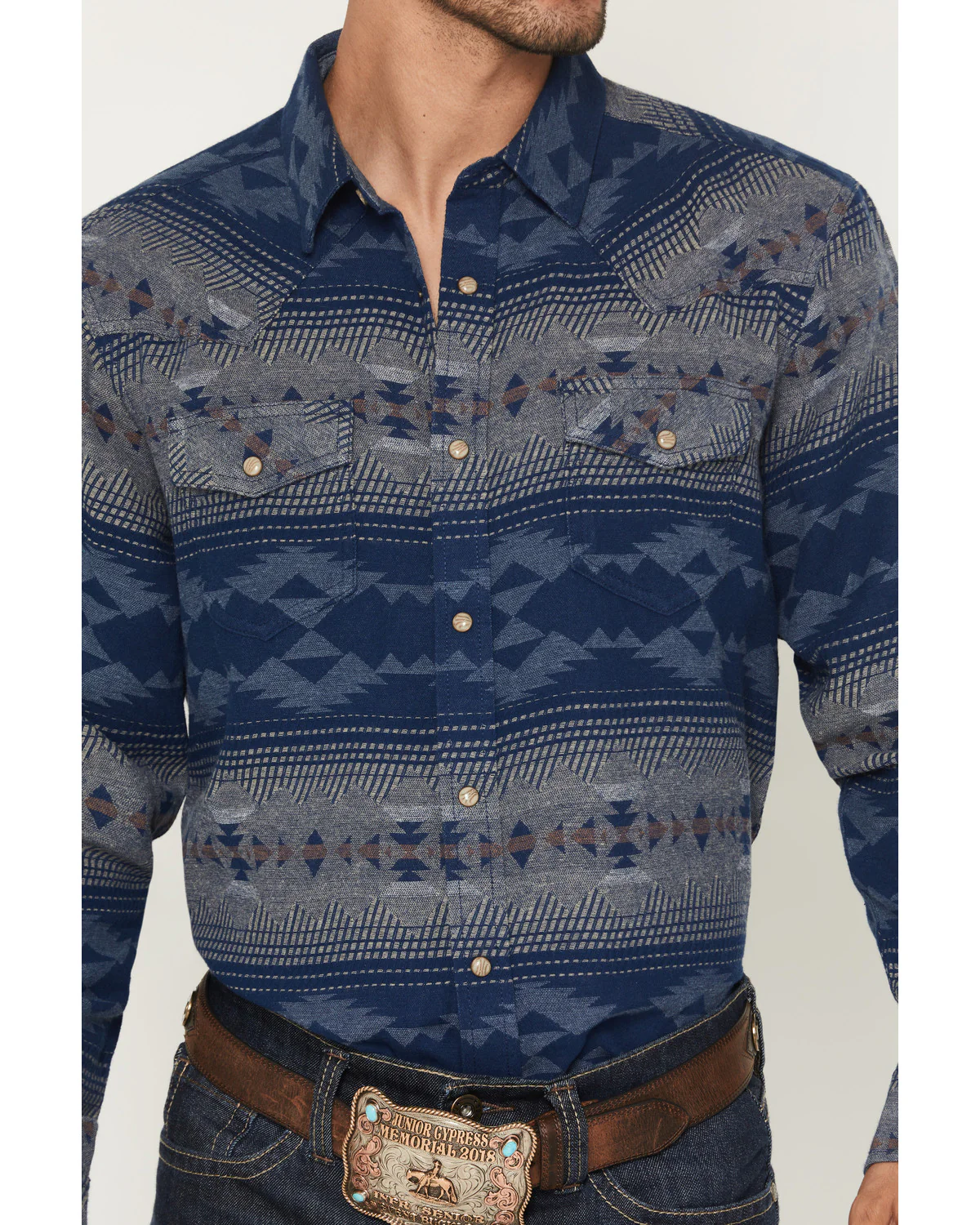 Cody James Men's Arrow Bear Southwestern Long Sleeve Snap Flannel Shirt - Image 3