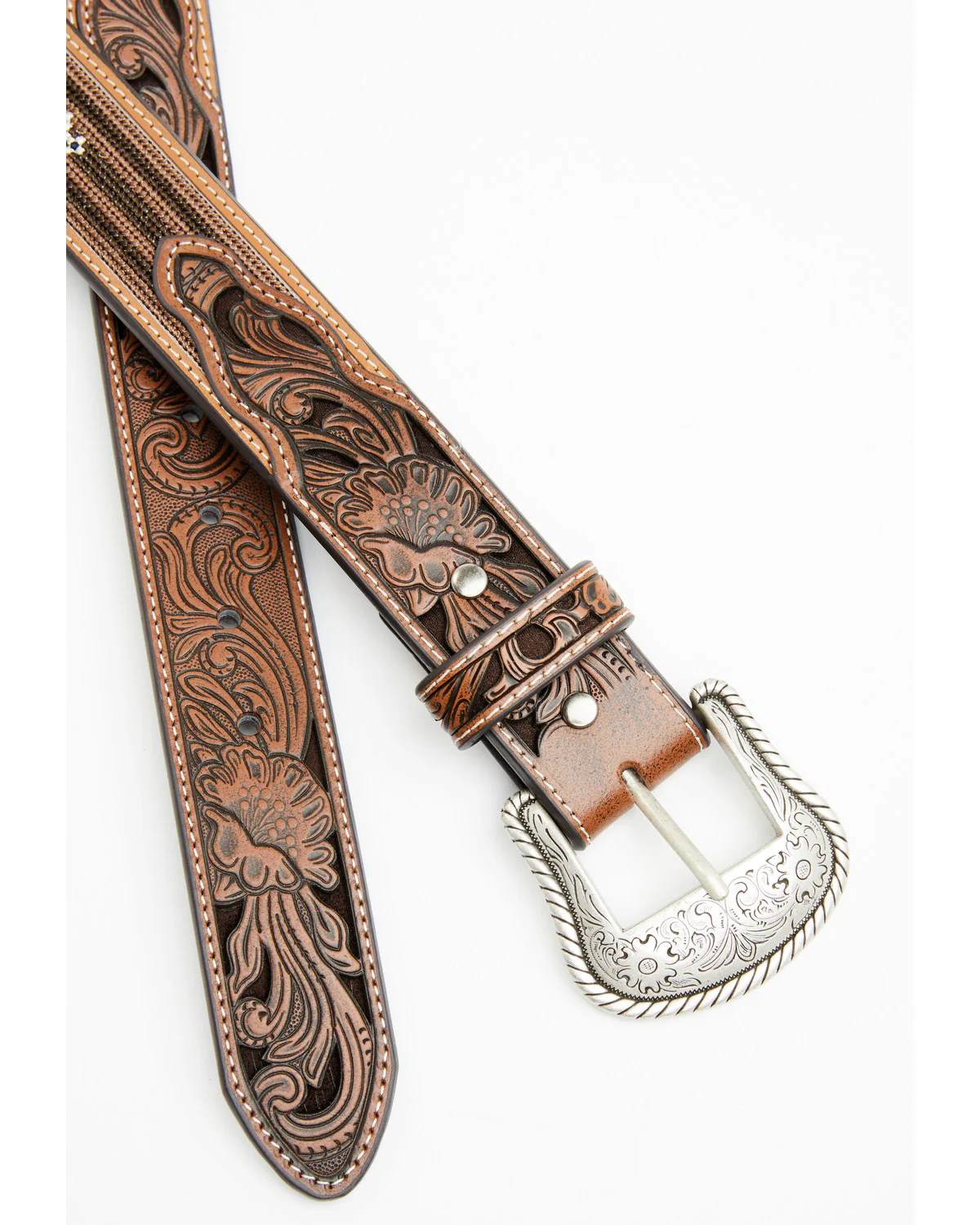 Cody James Men's Austin Southwestern Print Embroidered and Tooled Belt - Image 2