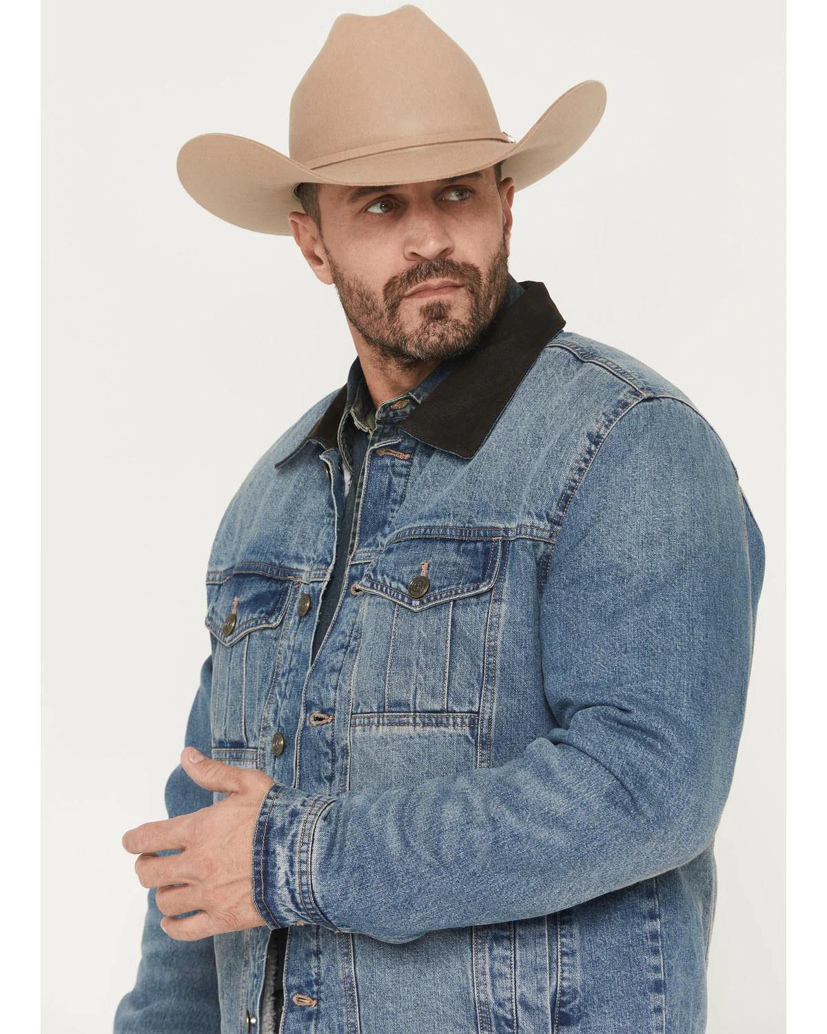 Cody James Men's Bandera Light Wash Sherpa Lined Denim Jacket - Image 2