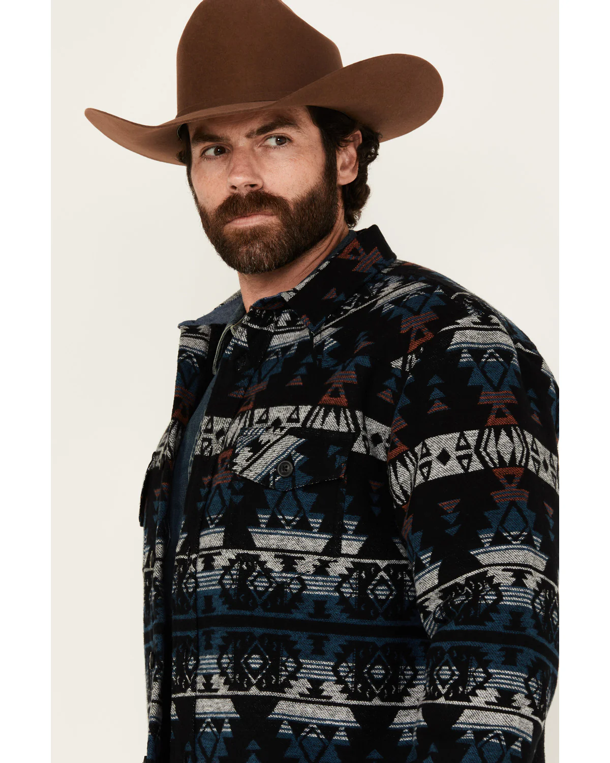 Cody James Men's Beacon Southwestern Print Sherpa Lined Flannel Shirt Jacket - Image 2