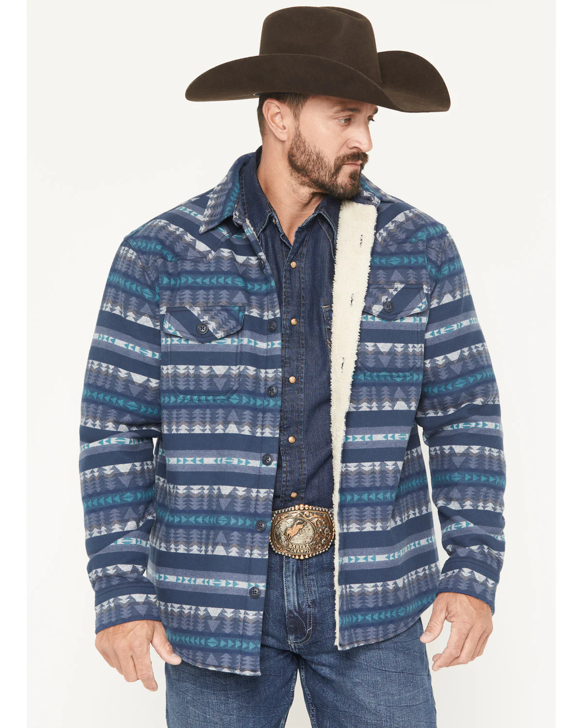 Cody James Men's Benton Sherpa Lined Southwestern Print Flannel Shirt Jacket