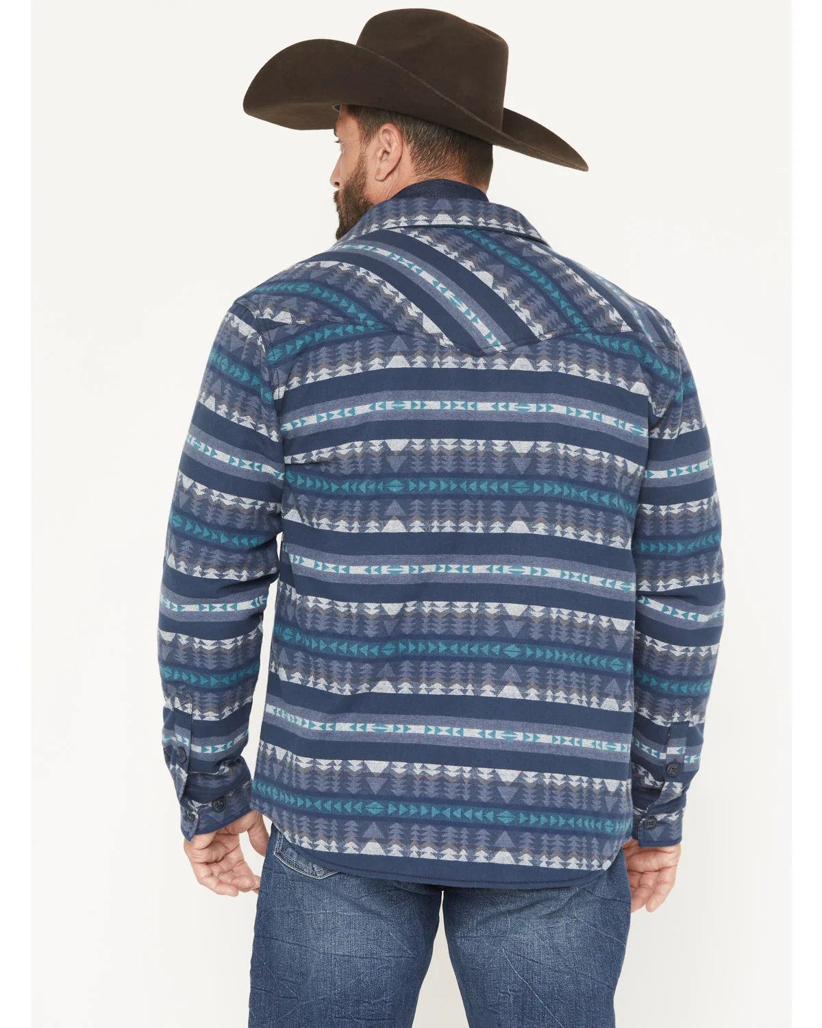 Cody James Men's Benton Sherpa Lined Southwestern Print Flannel Shirt Jacket - Image 4