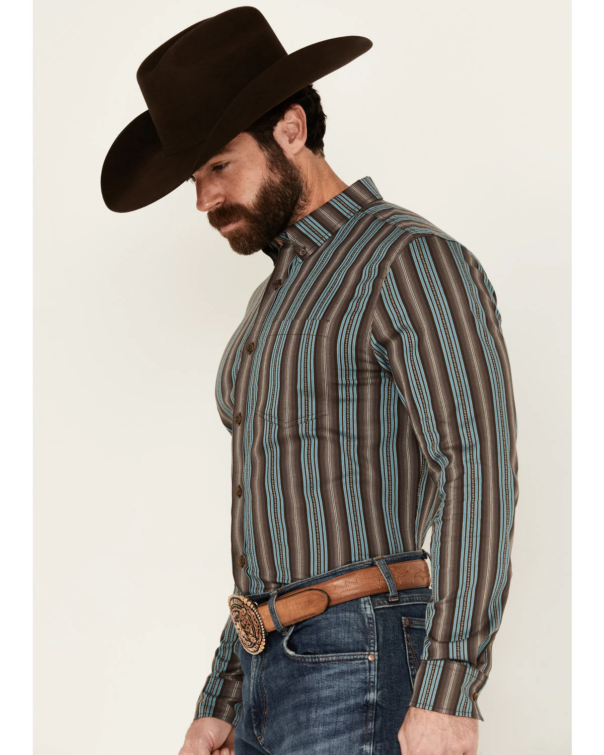 Cody James Men's Boa Dobby Striped Print Long Sleeve Button-Down Stretch Western Shirt - Image 3