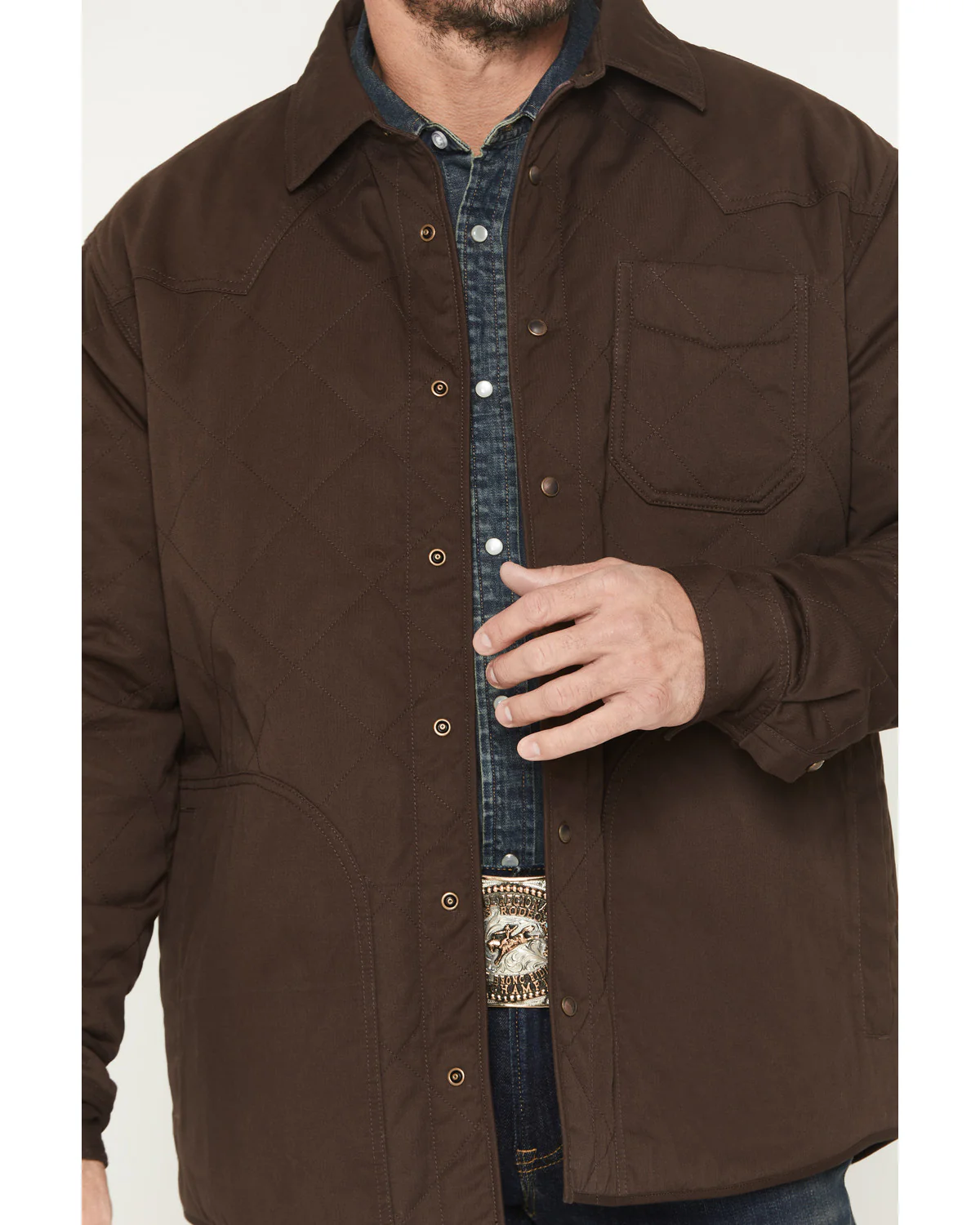 Cody James Men's Boone Quilted Flannel Lined Snap Shirt Jacket - Image 3