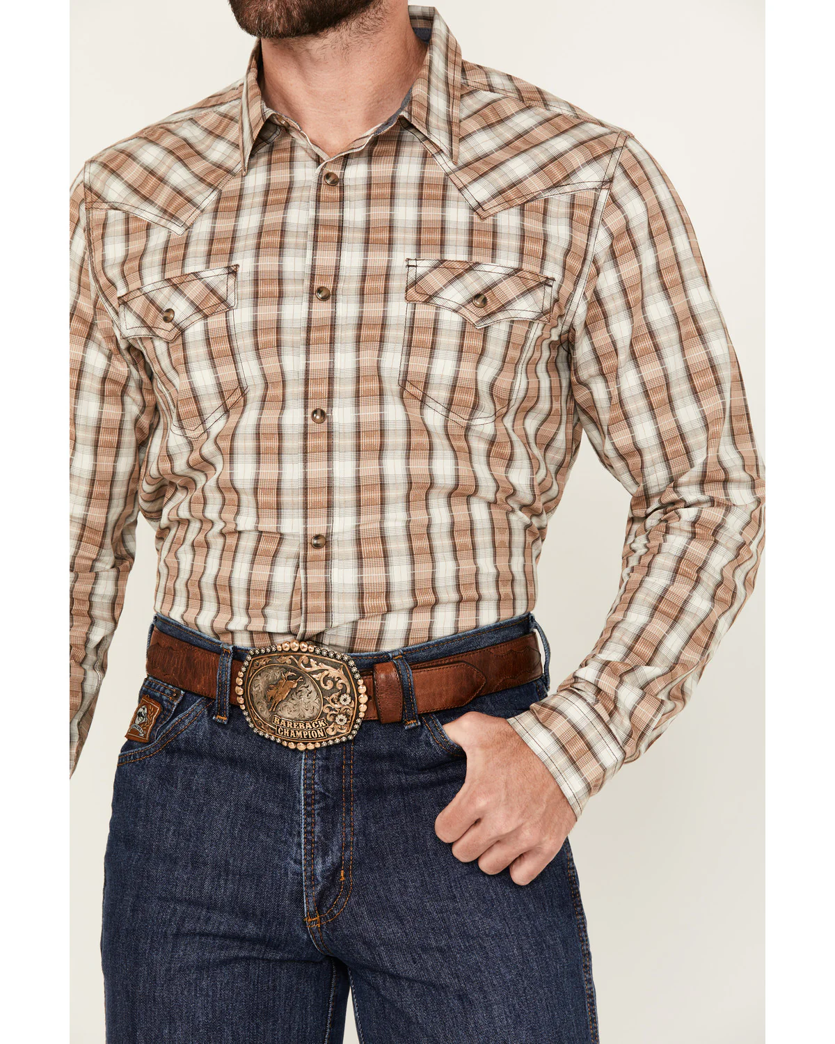 Cody James Men's Buck Off Plaid Print Long Sleeve Snap Western Shirt - Image 3