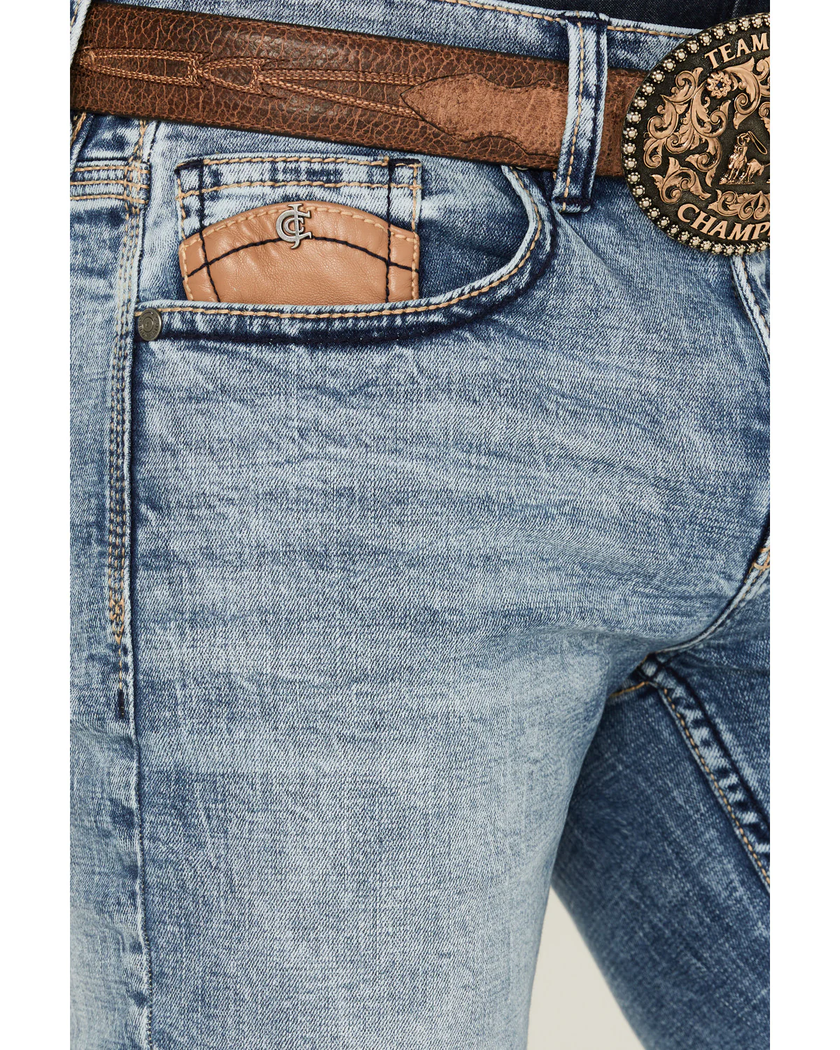 Cody James Men's Clover Leaf Wash Jackson Slim Straight Stretch Denim Jeans - Image 2