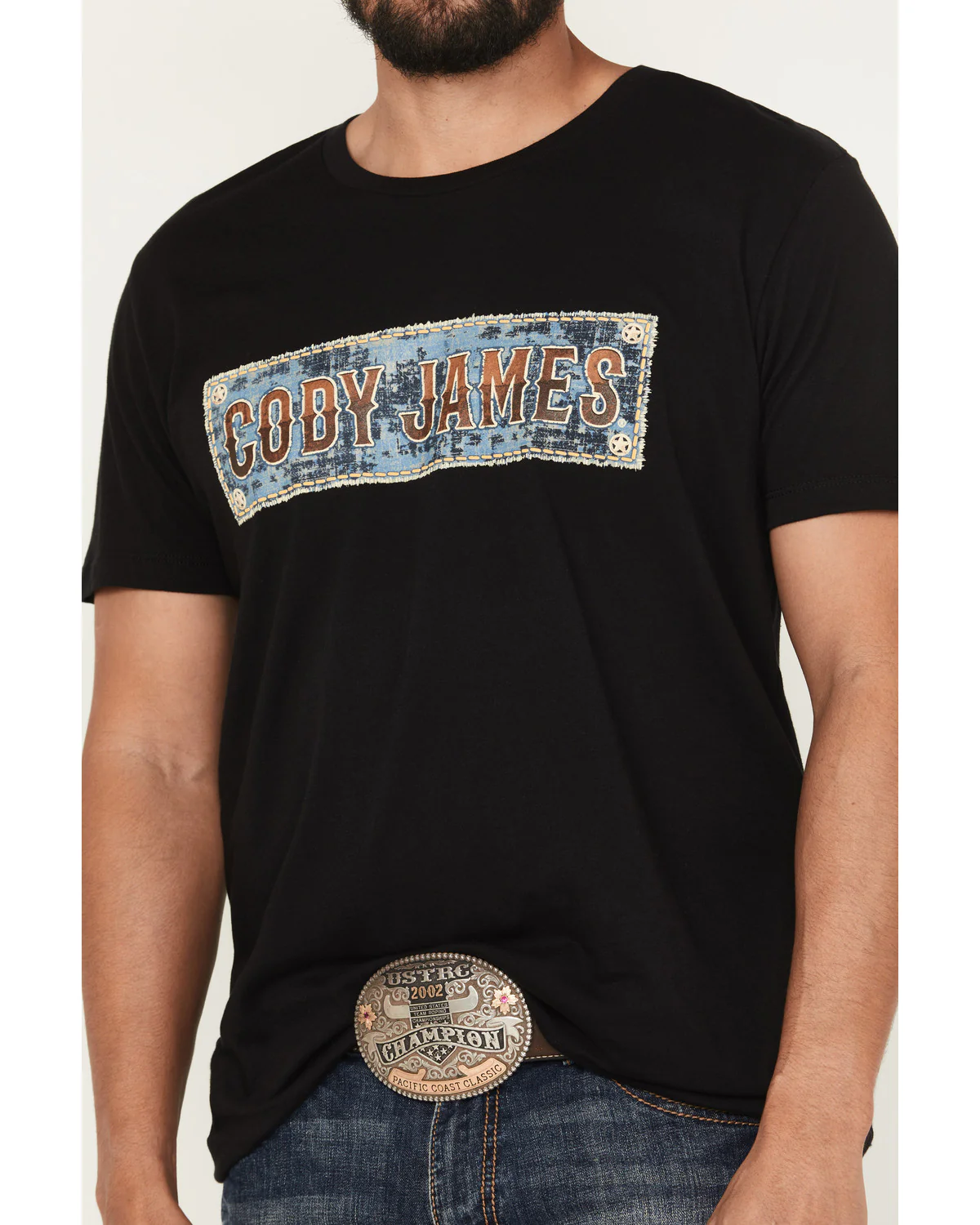 Cody James Men's Denim Patch Logo Short Sleeve Graphic Tee - Image 3