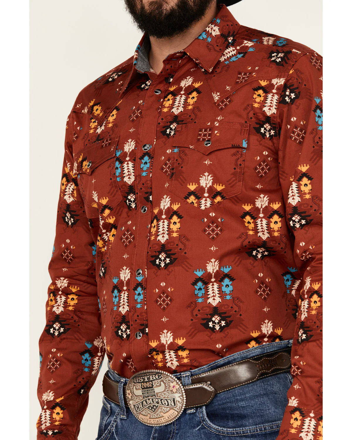 Cody James Men's Firewater Southwestern Print Long Sleeve Snap Western Shirt - Image 3