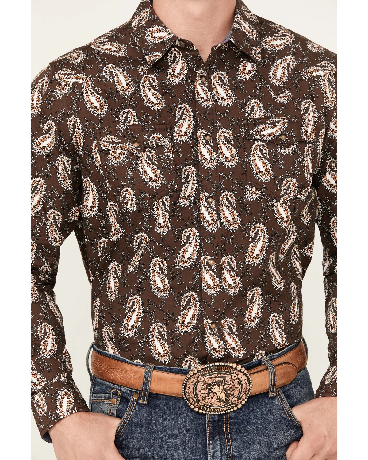 Cody James Men's Flea Market Paisley Print Long Sleeve Snap Western Shirt - Image 3
