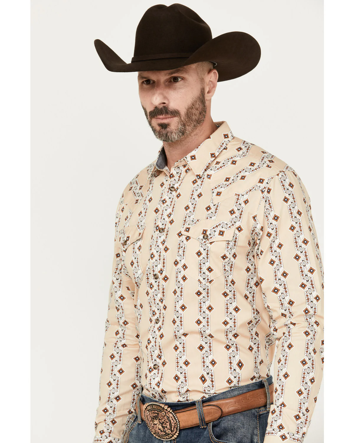 Cody James Men's Floral Striped Print Long Sleeve Snap Western Shirt - Image 2