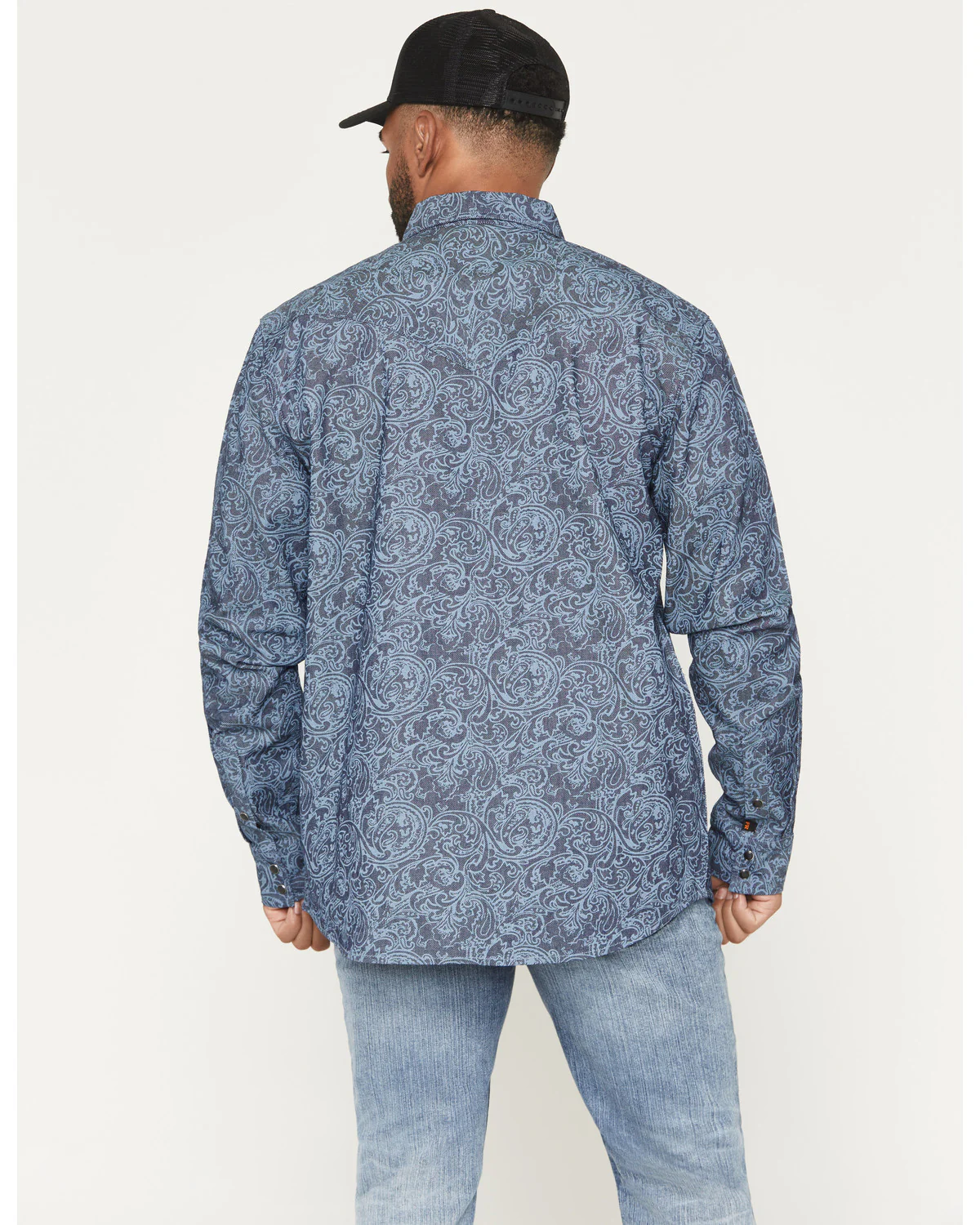 Cody James Men's FR Denim Paisley Long Sleeve Snap Shirt - Image 4