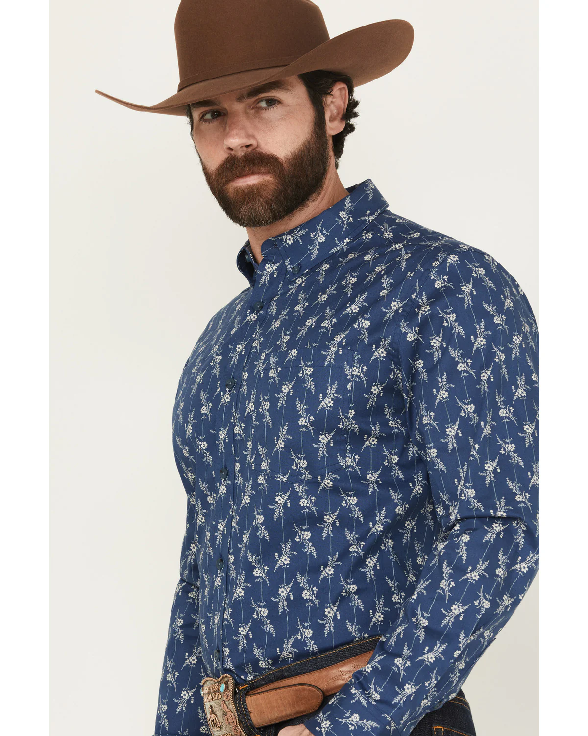 Cody James Men's Gila Grove Floral Striped Long Sleeve Button-Down Stretch Western Shirt - Image 2