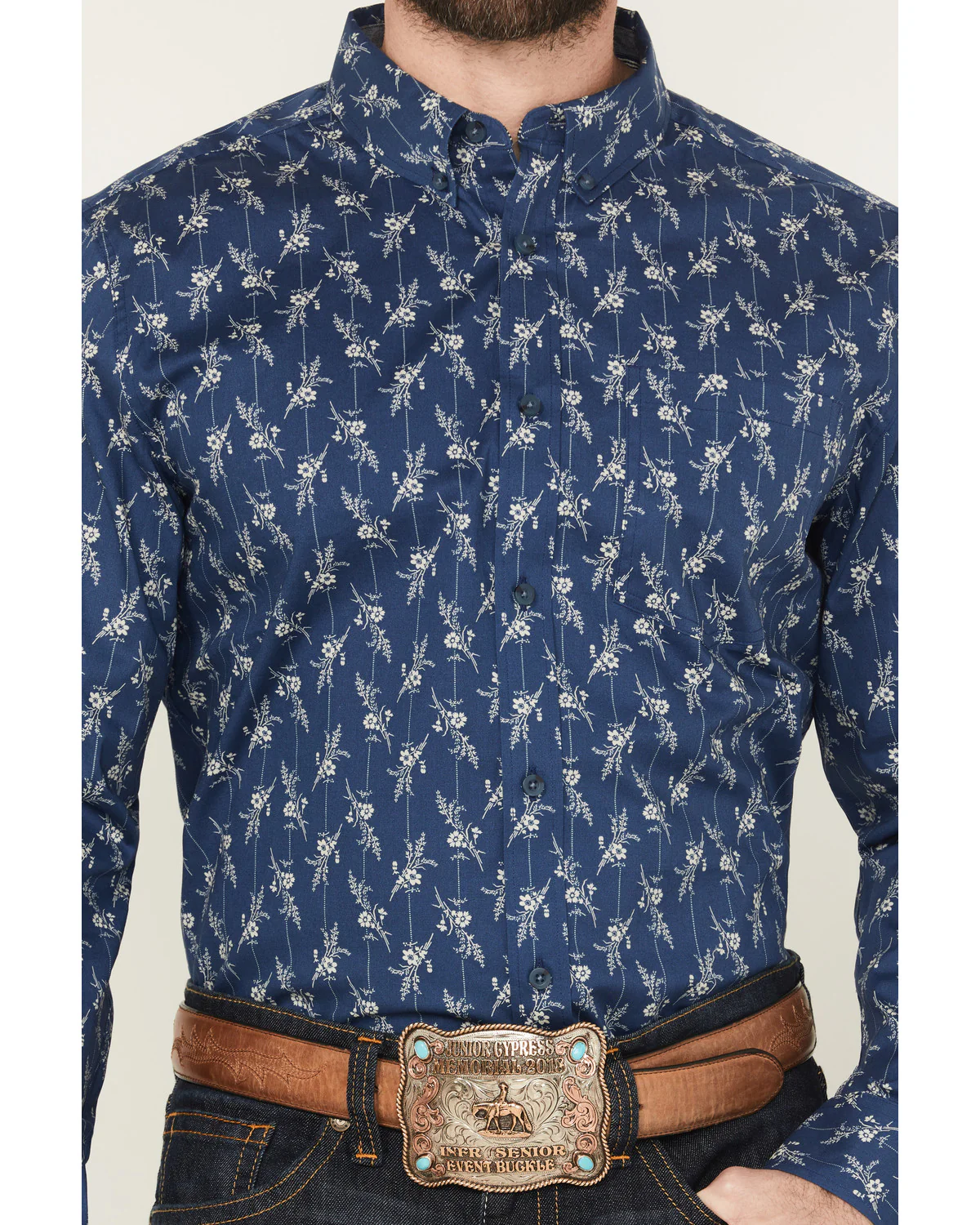 Cody James Men's Gila Grove Floral Striped Long Sleeve Button-Down Stretch Western Shirt - Image 3