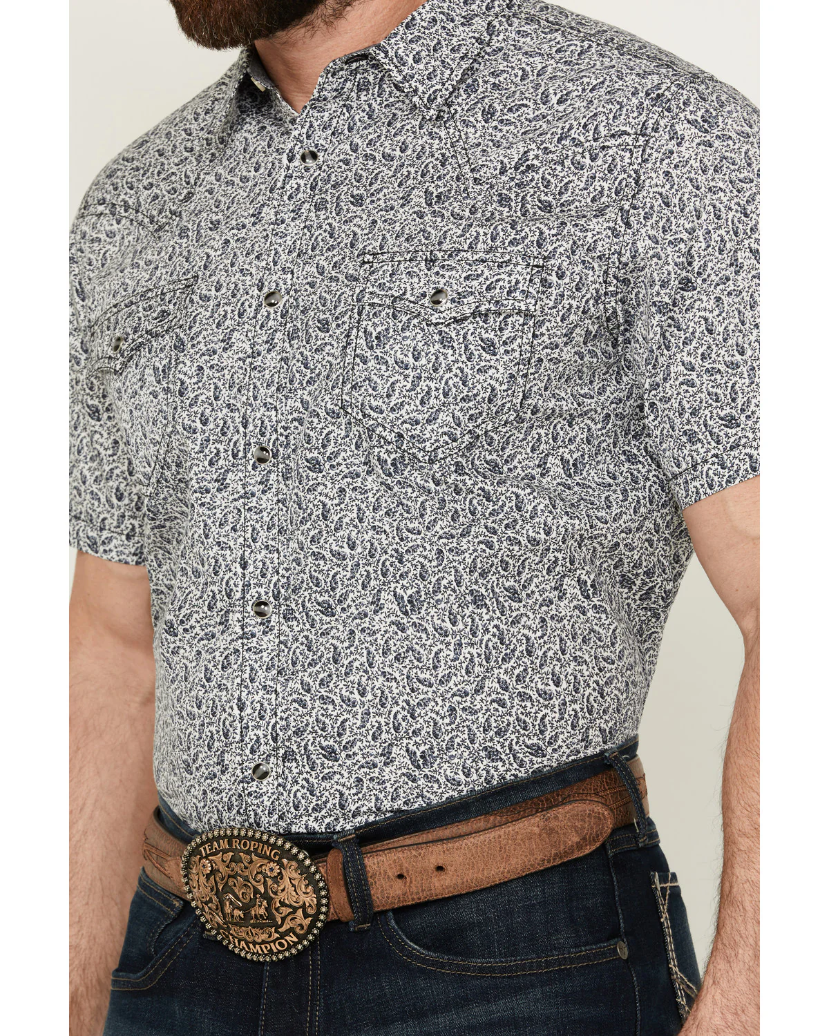 Cody James Men's Graffiti Floral Print Short Sleeve Snap Western Shirt - Image 3