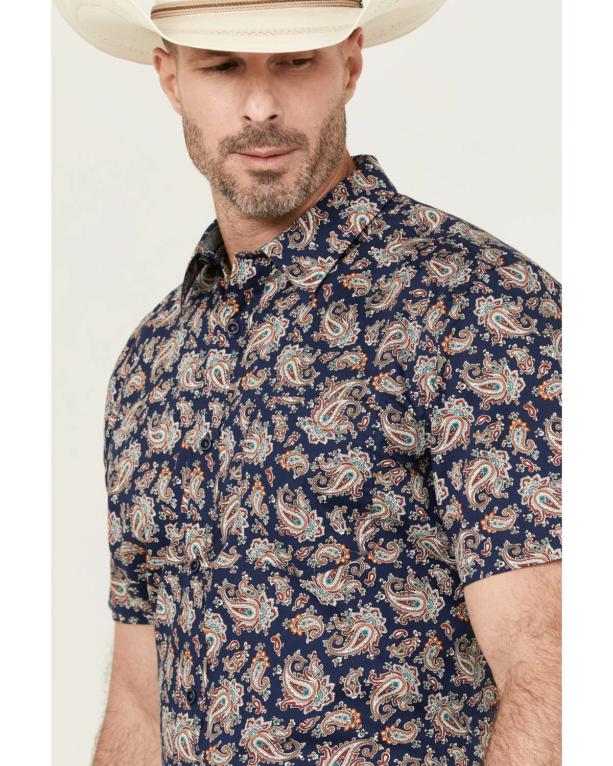 Cody James Men's Grand Finale Paisley Print Short Sleeve Button-Down Stretch Western Shirt - Image 2