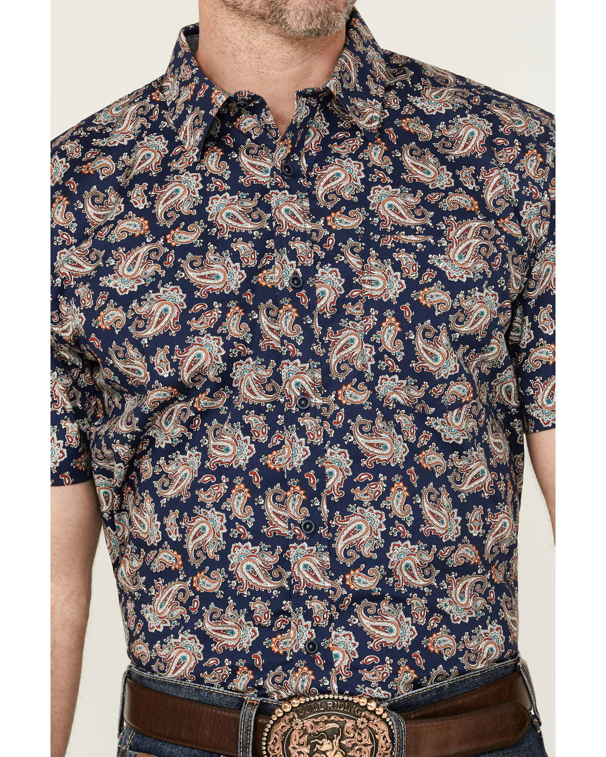 Cody James Men's Grand Finale Paisley Print Short Sleeve Button-Down Stretch Western Shirt - Image 3