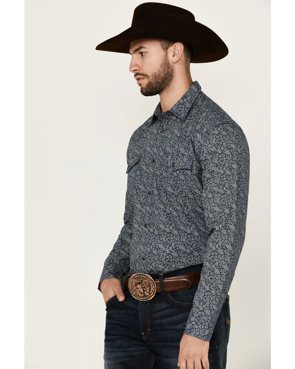 Cody James Men's Grande Floral Print Long Sleeve Pearl Snap Western Shirt - Image 2