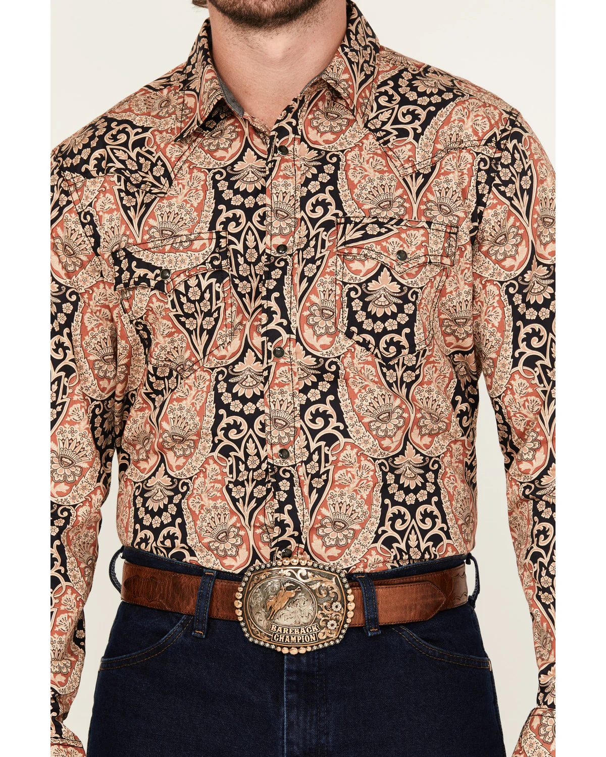 Cody James Men's Graysill Medallion Print Long Sleeve Snap Western Shirt - Image 3