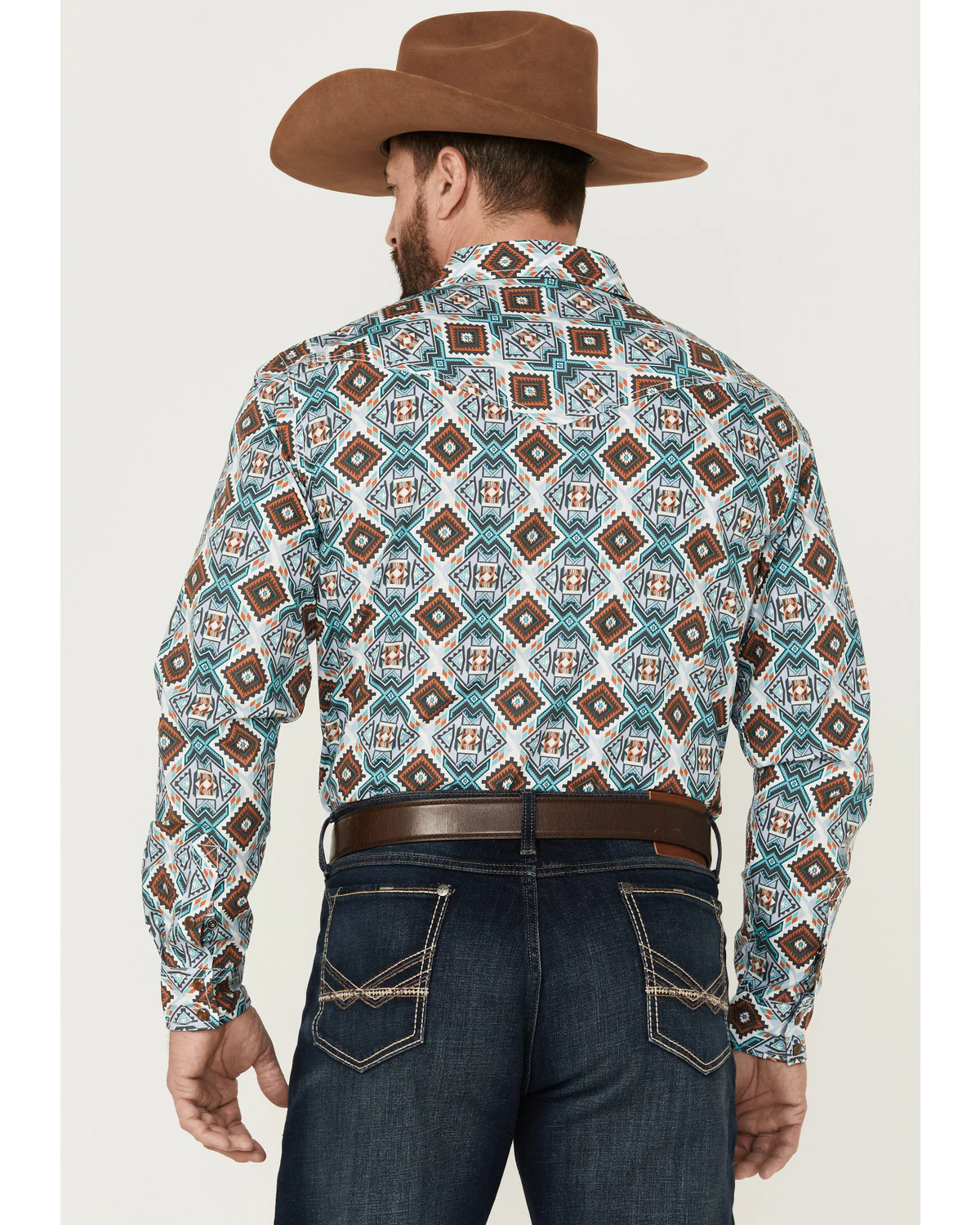 Cody James Men's Great Plains Southwestern Print Long Sleeve Snap Western Shirt - Image 4