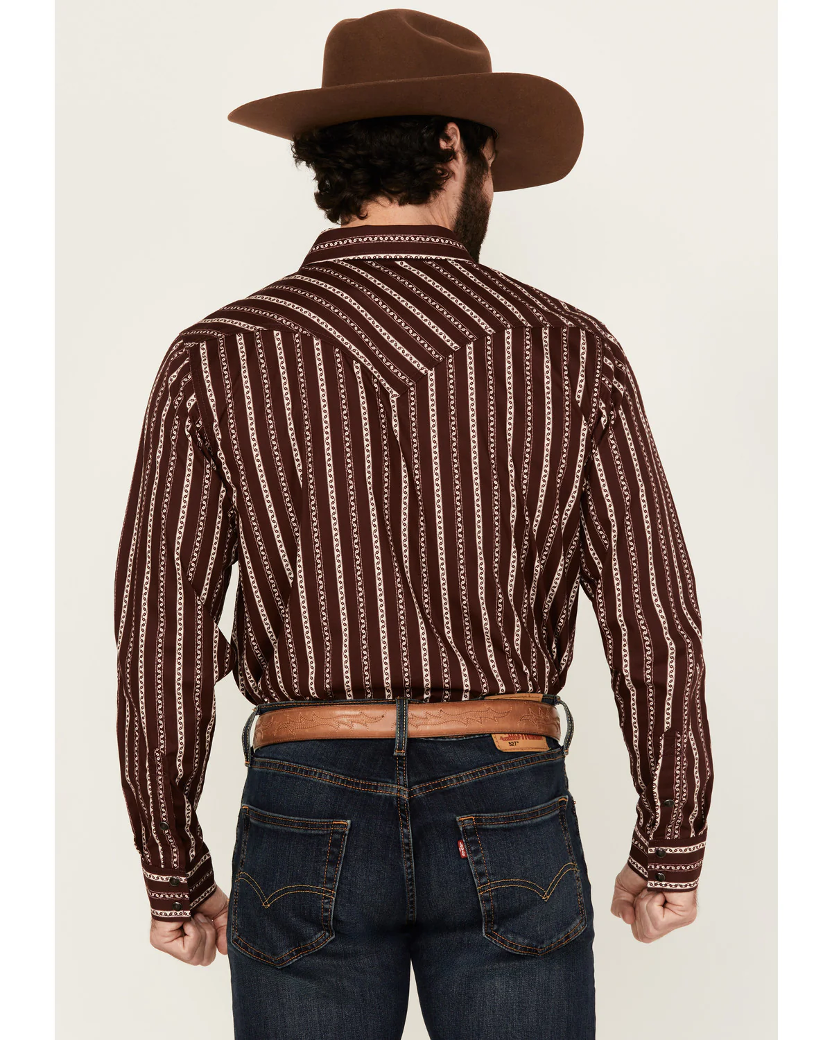 Cody James Men's Hansen Vertical Striped Wallpaper Print Long Sleeve Snap Western Shirt - Image 4