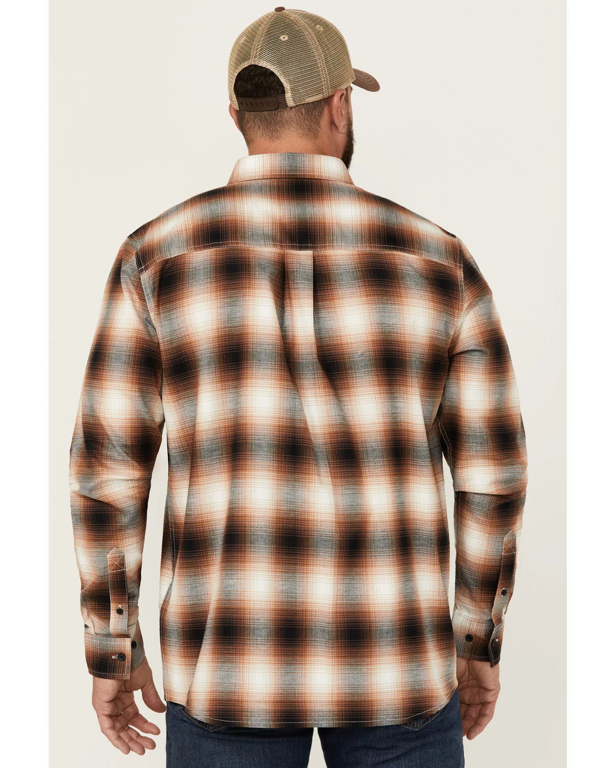 Cody James Men's Hombre Plaid Print Long Sleeve Button-Down Stretch Western Shirt - Image 4