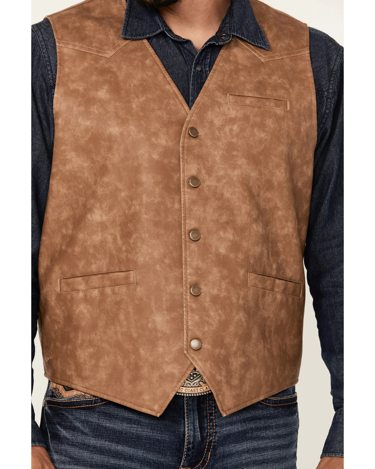 Cody James Men's Hoof Print Faux Leather Vest - Image 3