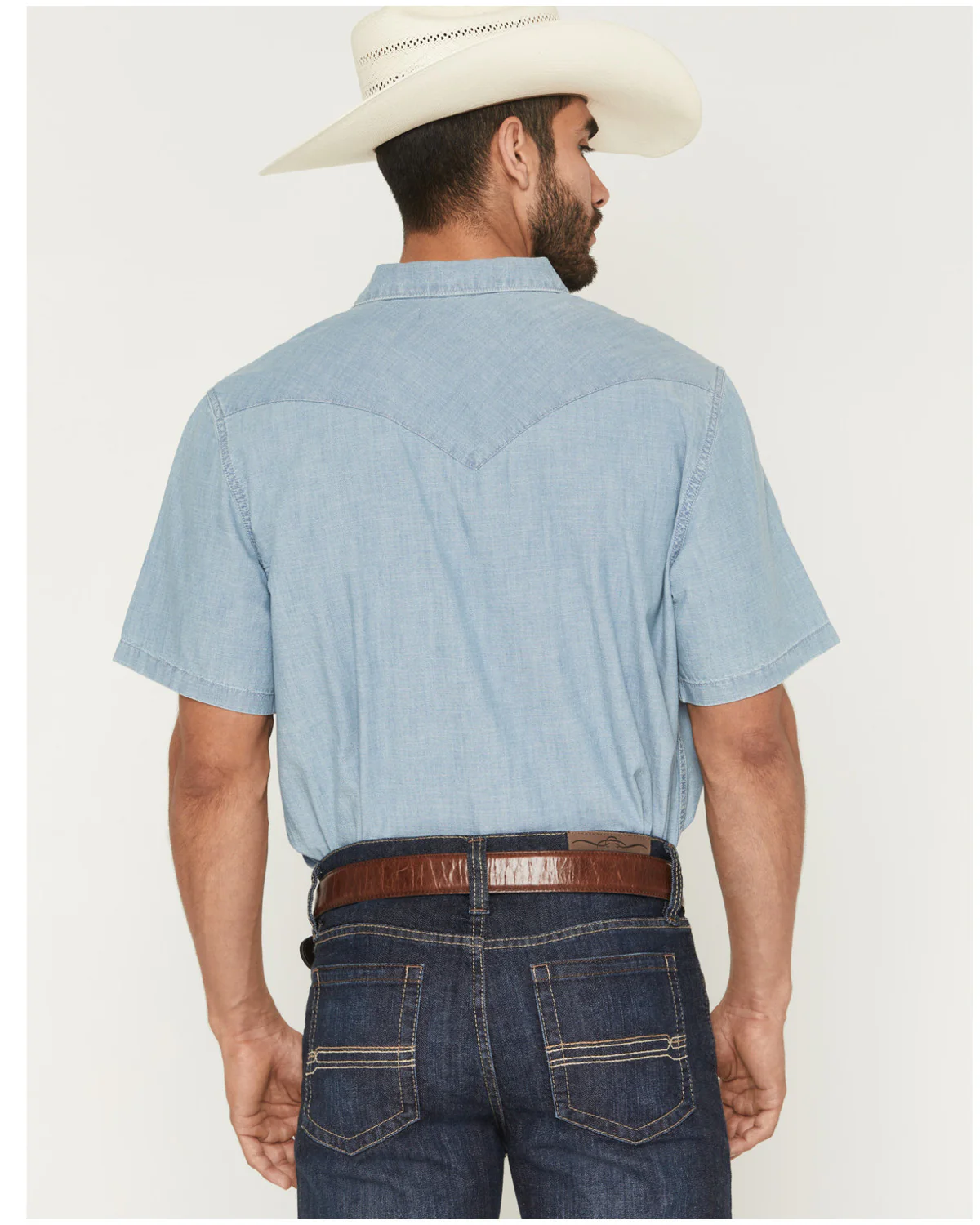 Cody James Men's Horizon Chambray Light Wash Short Sleeve Snap Western Shirt - Tall - Image 4