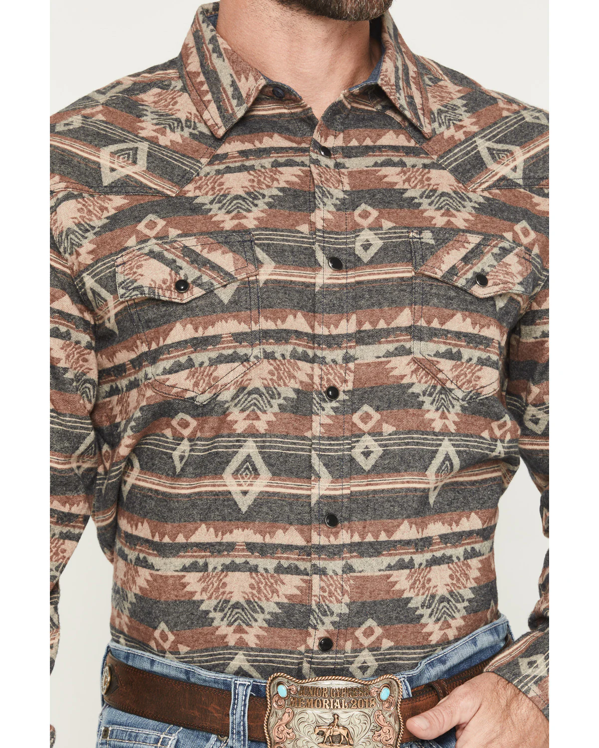 Cody James Men's Ironwood Southwestern Long Sleeve Snap Flannel Shirt - Image 3