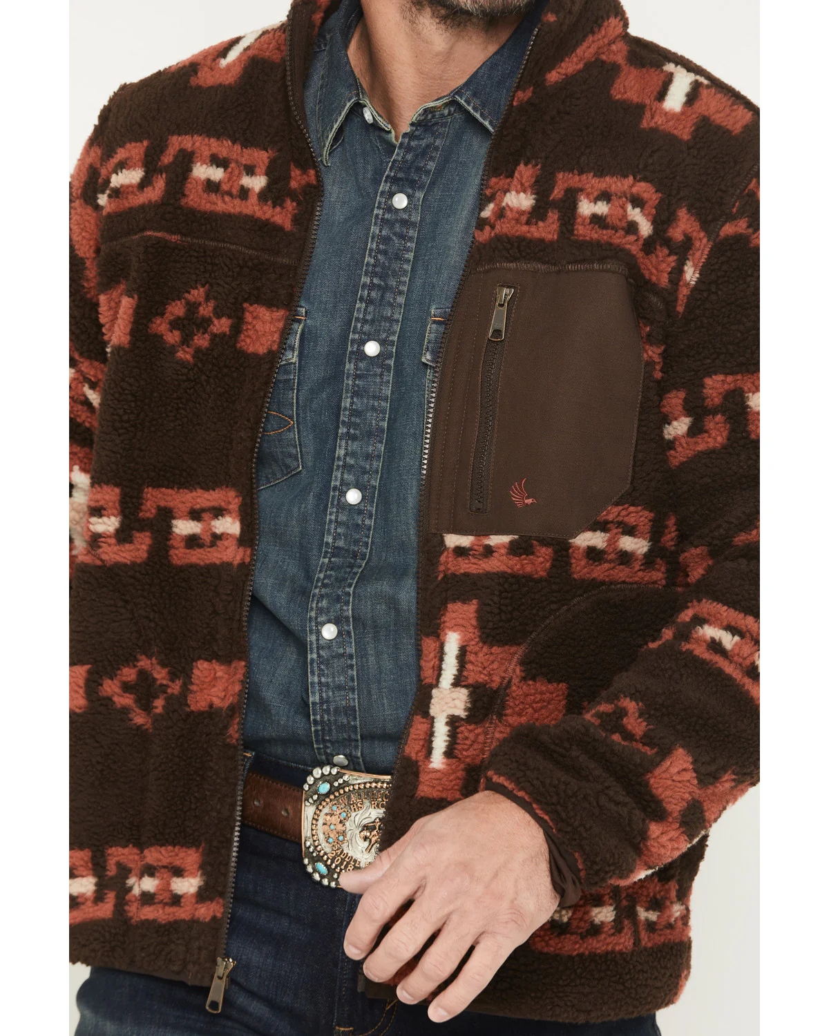 Cody James Men's Izard Southwestern Print Sherpa Zip Jacket - Image 3