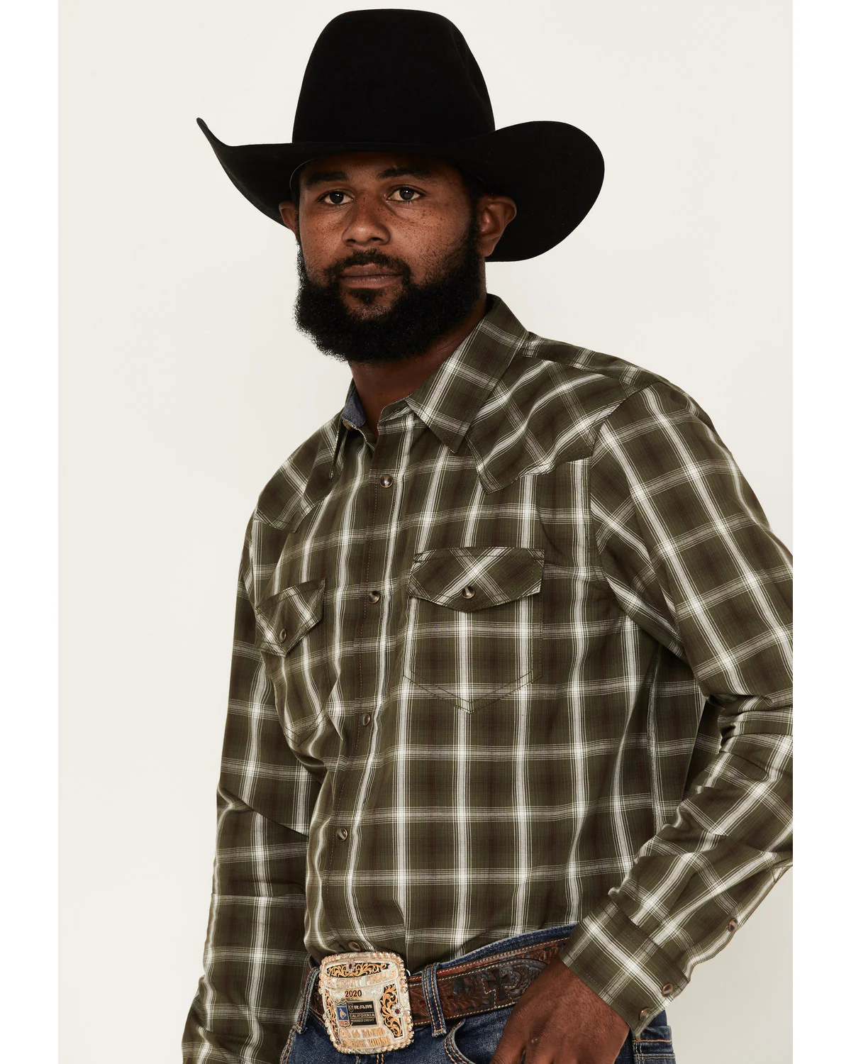 Cody James Men's Lost Trail Plaid Print Long Sleeve Snap Western Shirt - Image 2