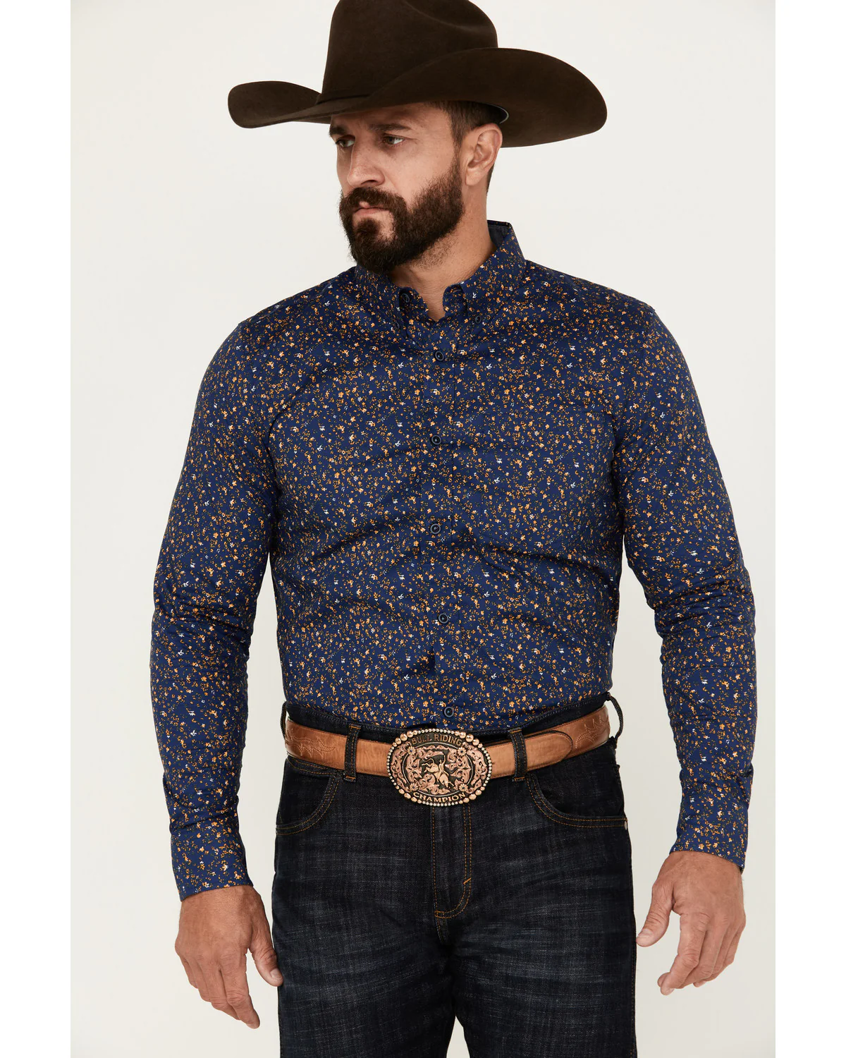 Cody James Men's Meadowlark Floral Print Long Sleeve Button-Down Stretch Western Shirt