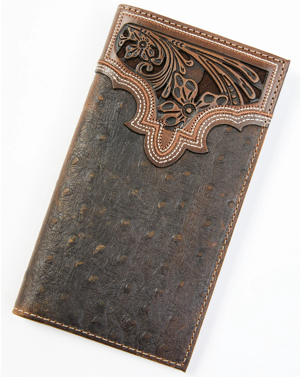 Cody James Men's Ostrich Tooled Checkbook Wallet