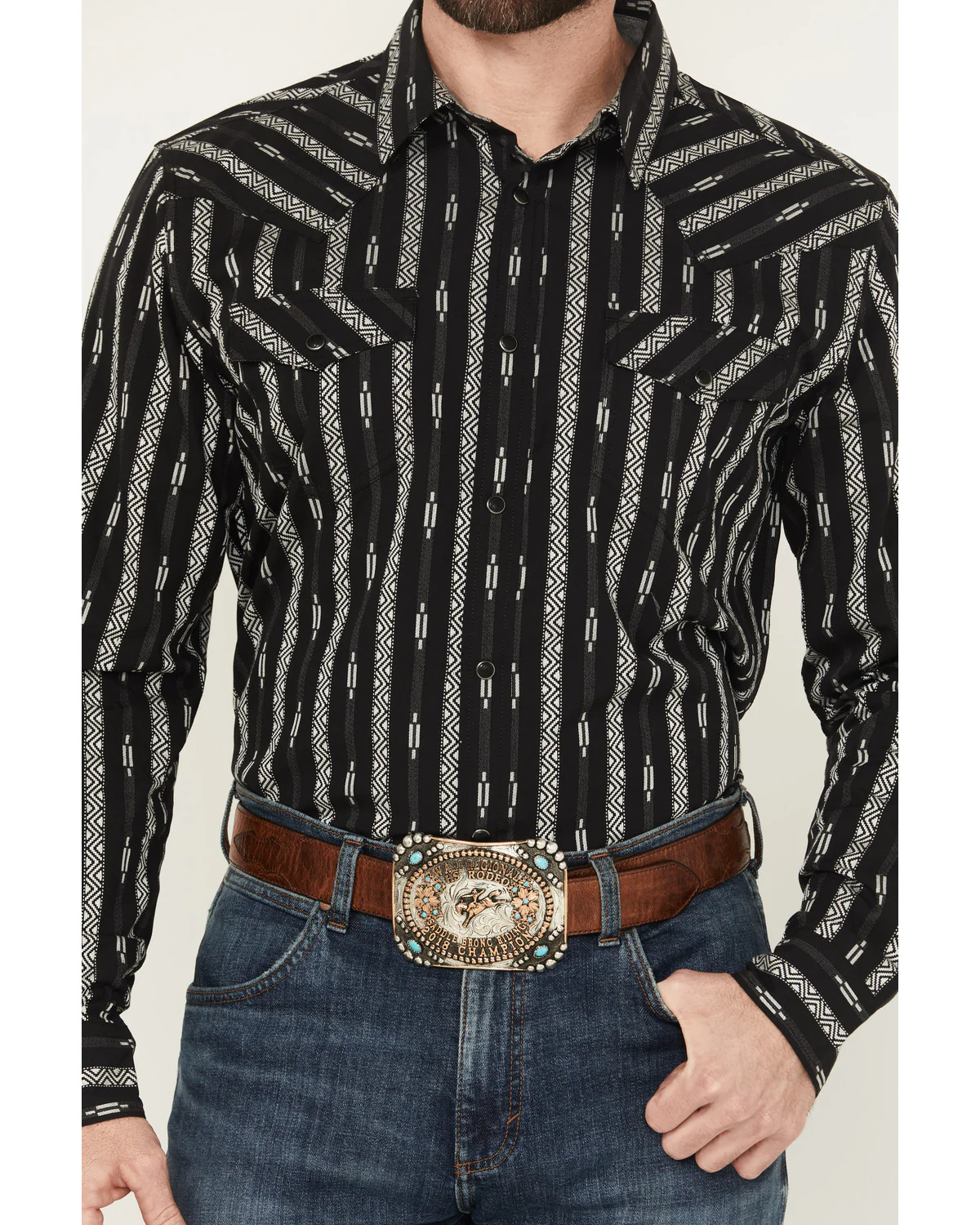 Cody James Men's Range Rover Ready Striped Long Sleeve Snap Western Shirt - Image 3