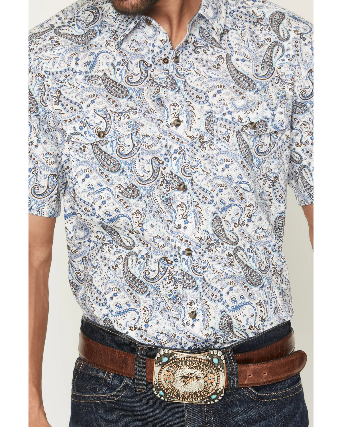 Cody James Men's Ryder Paisley Print Short Sleeve Snap Western Shirt - Image 3