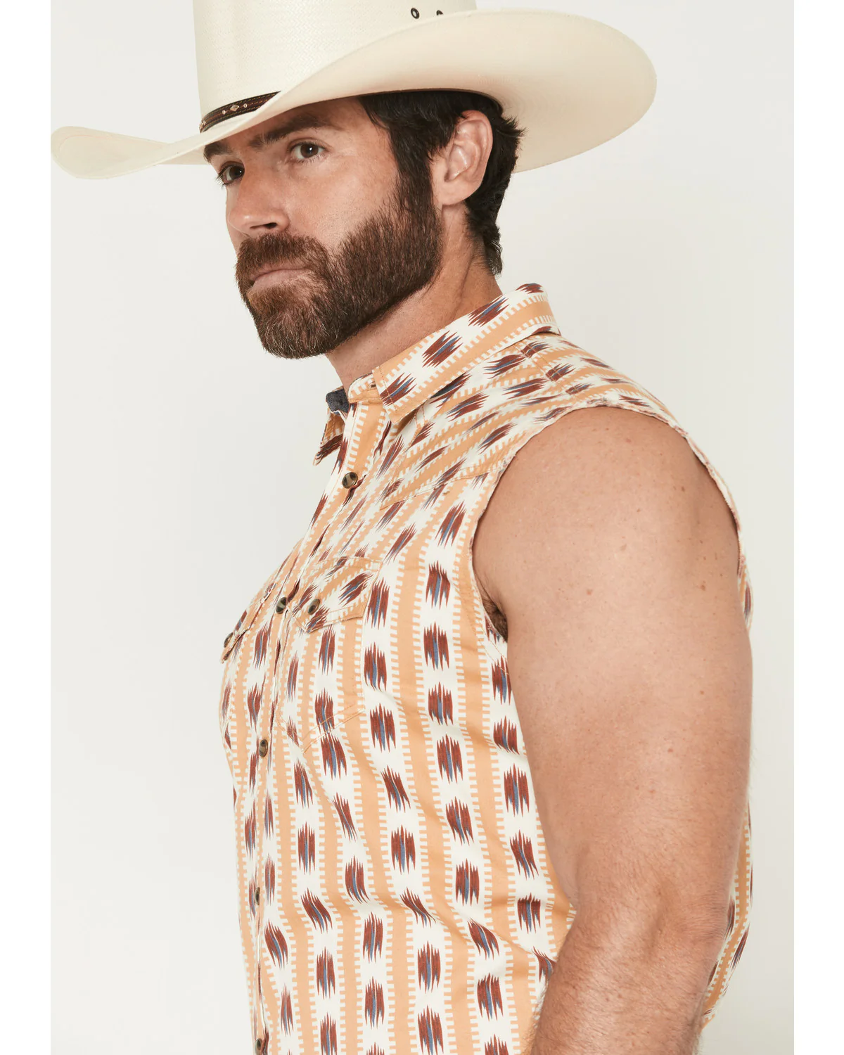 Cody James Men's Saint Southwestern Stripe Print Sleeveless Snap Western Bubba - Image 2