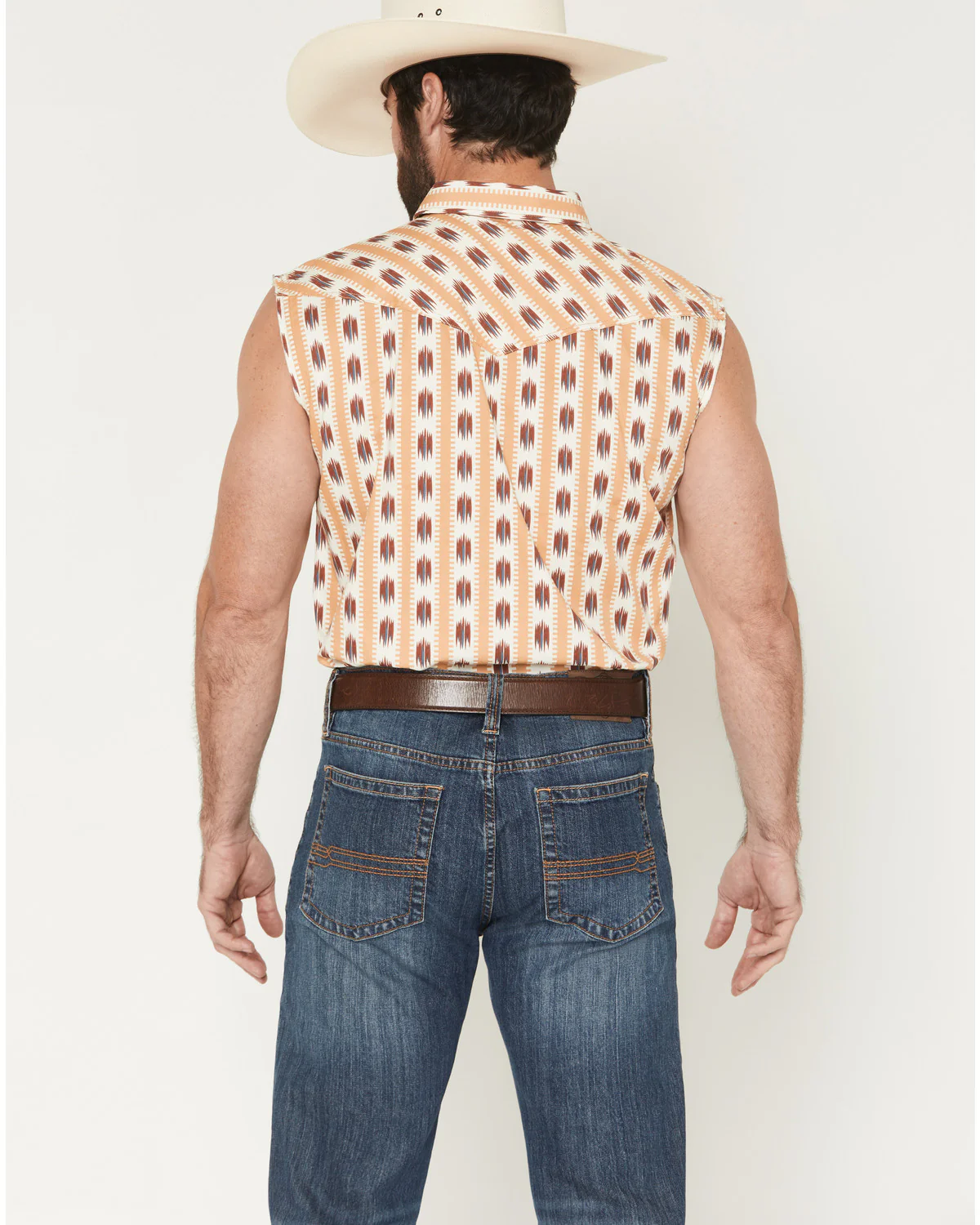 Cody James Men's Saint Southwestern Stripe Print Sleeveless Snap Western Bubba - Image 4