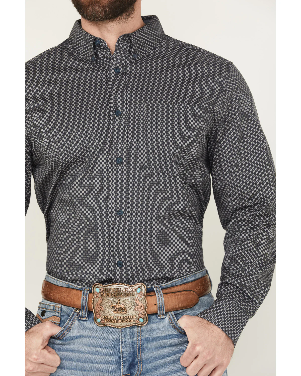 Cody James Men's San Juan Geo Print Long Sleeve Button-Down Stretch Western Shirt - Image 3