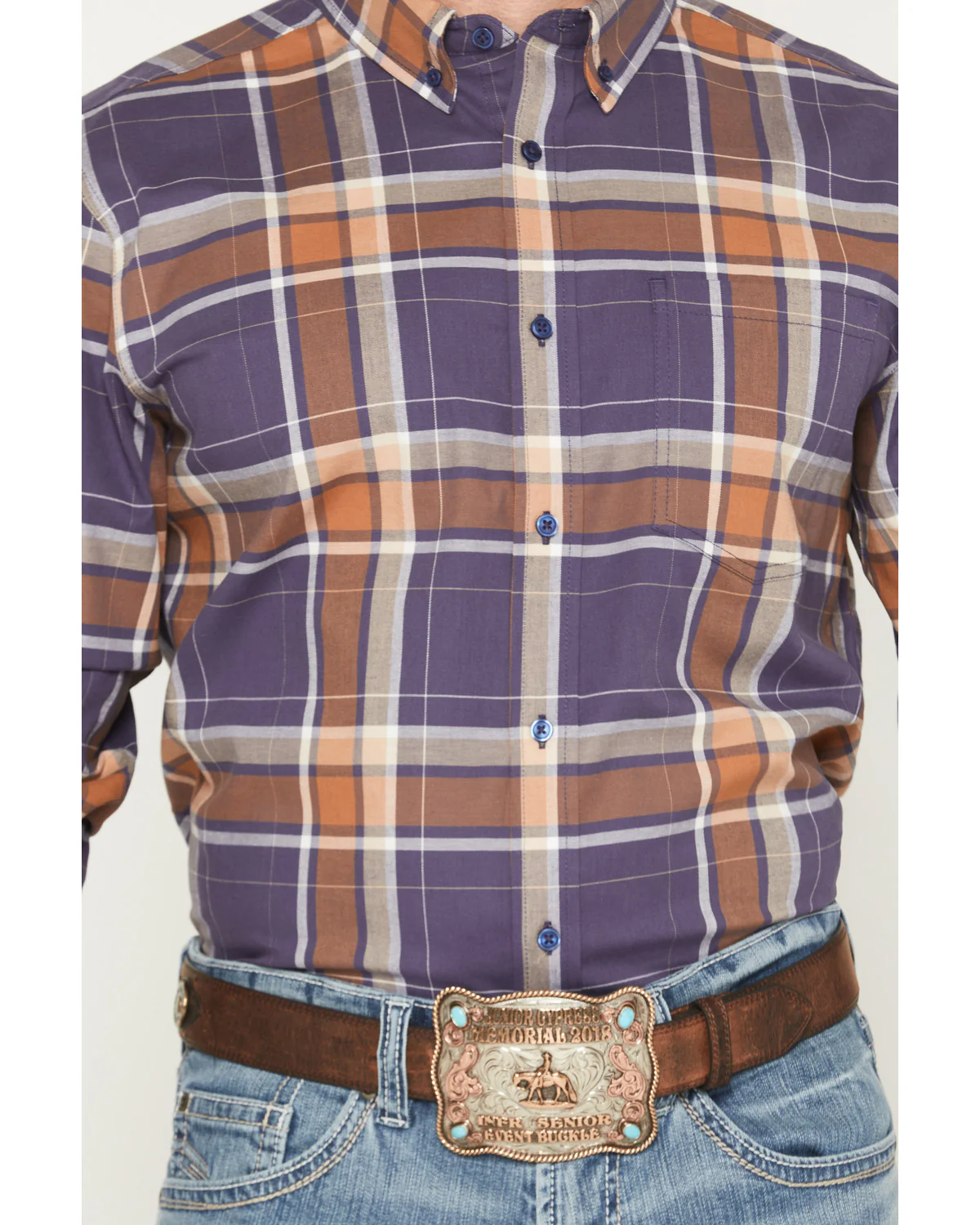 Cody James Men's Smokey Trail Plaid Print Long Sleeve Button-Down Stretch Western Shirt - Image 3